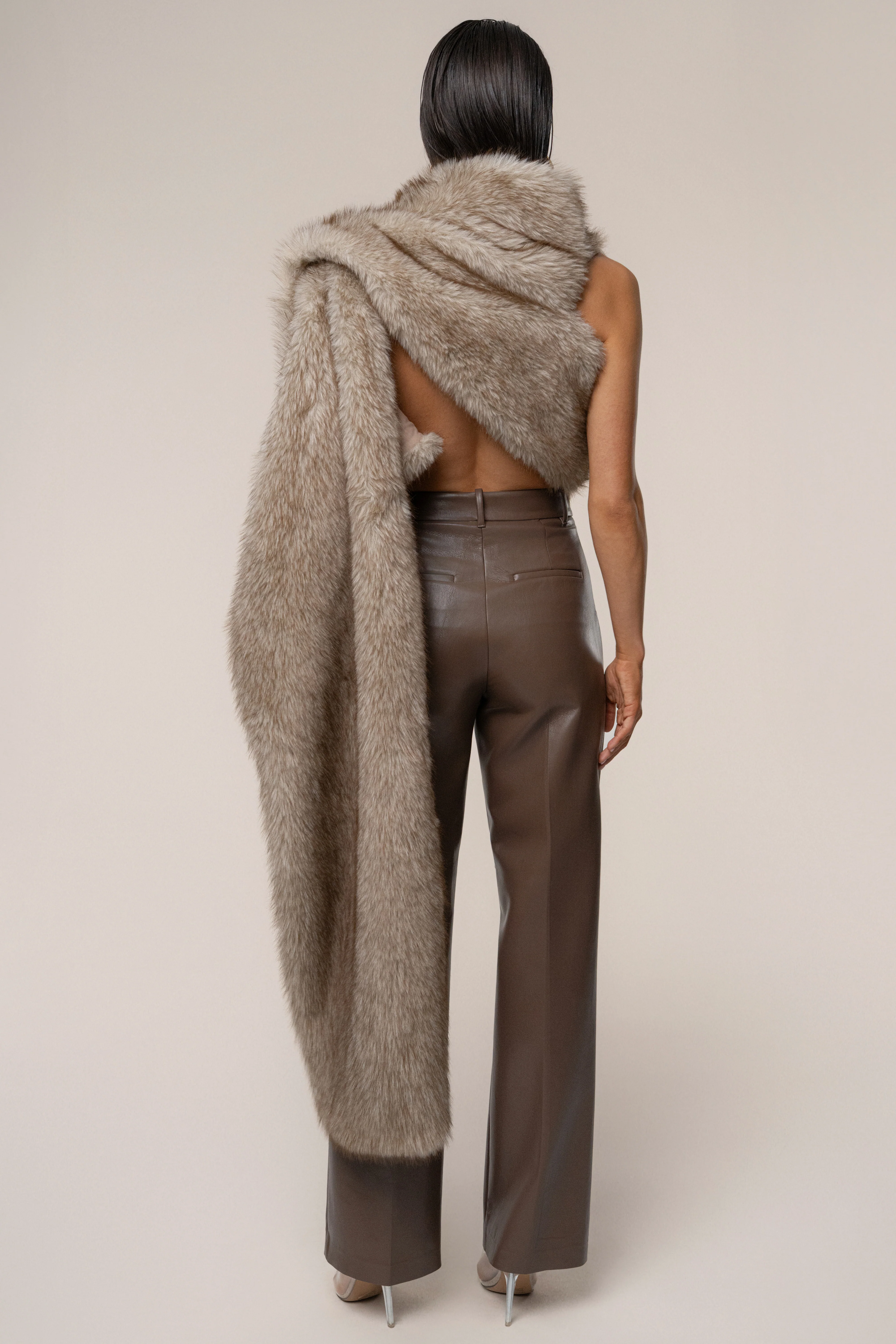 Ivory/Brown Winter Bliss Faux Fur Wrap - Image 19