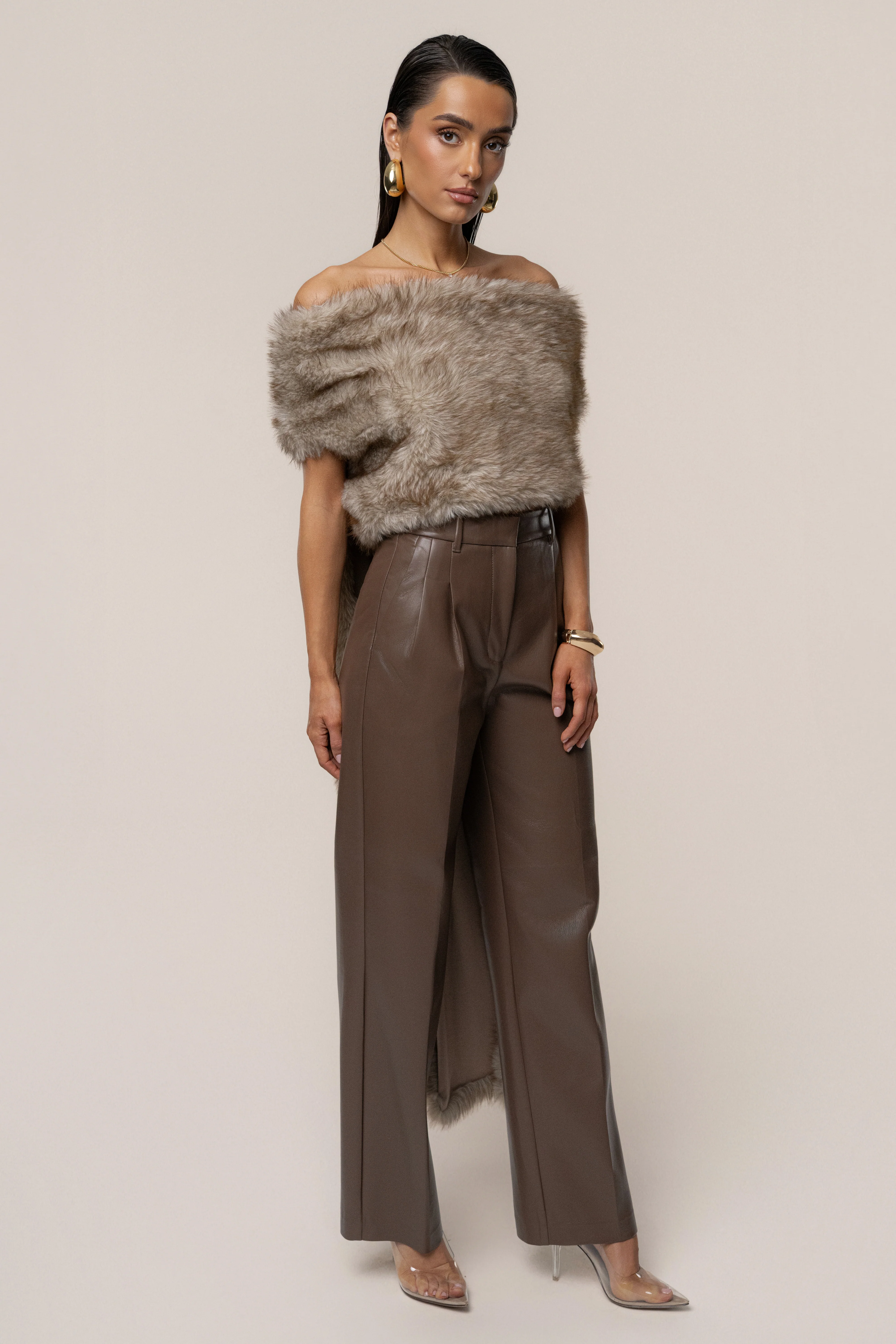 Ivory/Brown Winter Bliss Faux Fur Wrap - Image 7