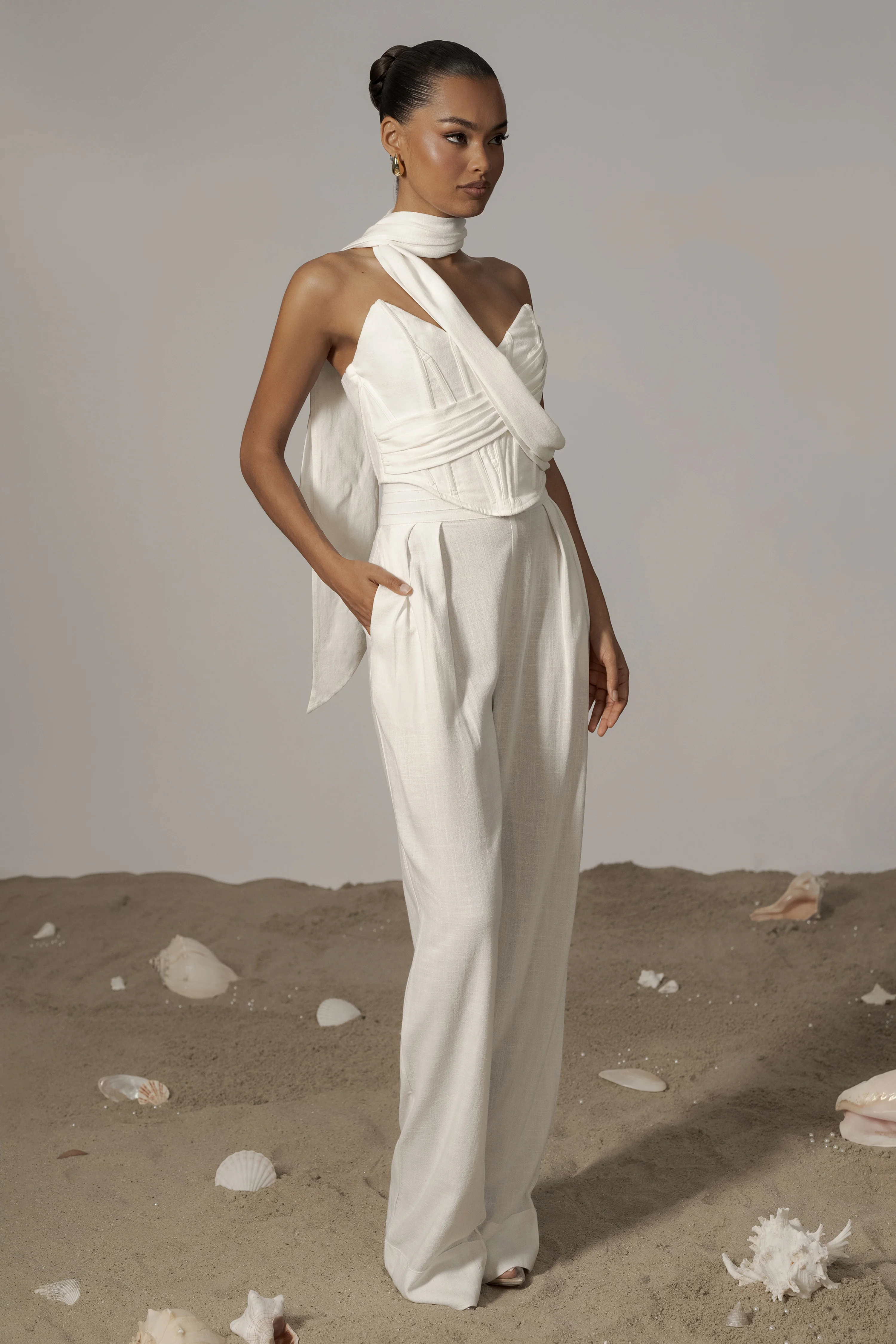 Ivory Coastal Bliss Linen Bustier - Image 6