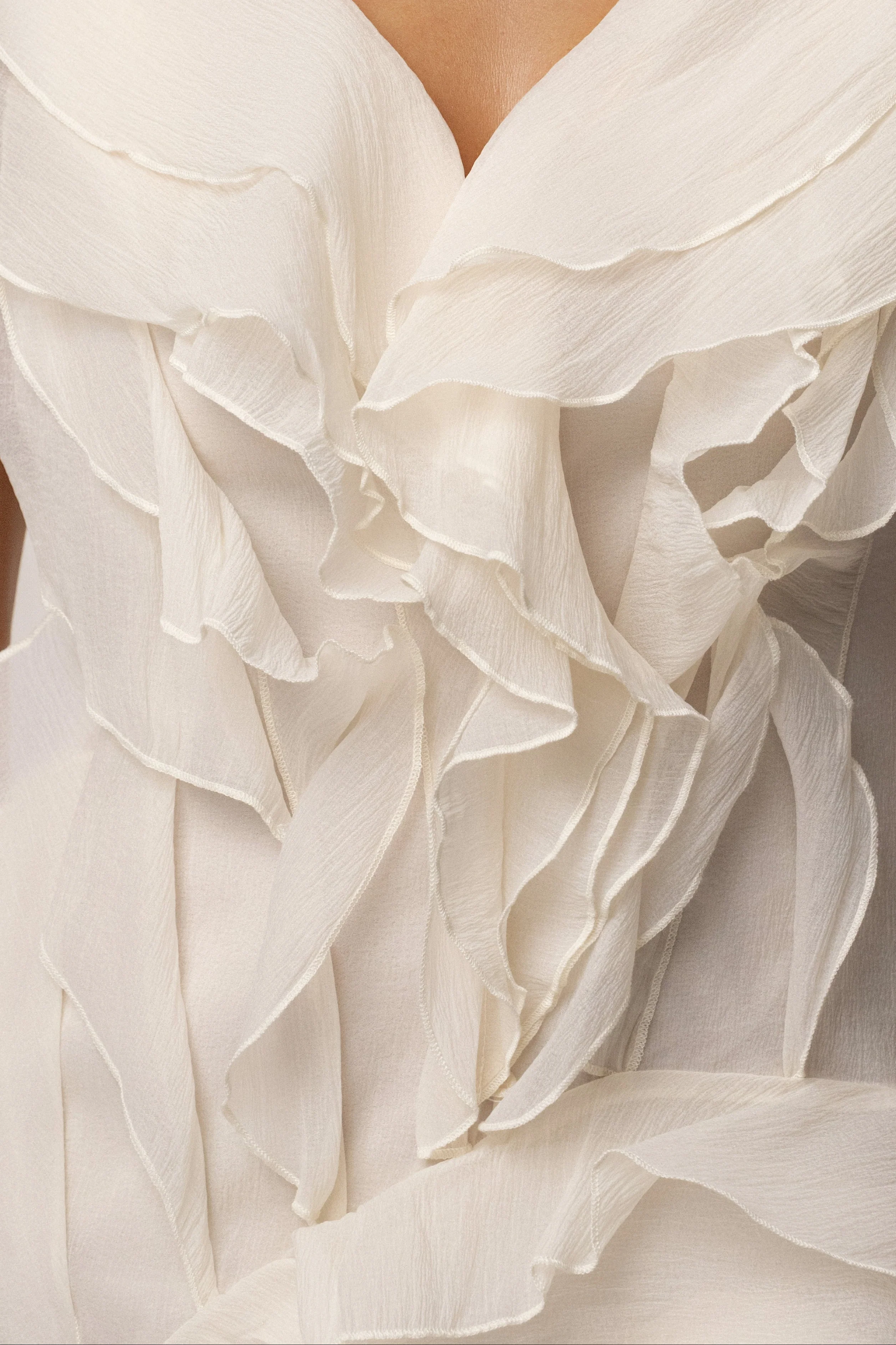 Ivory Dove Chiffon Mini Dress - Image 12