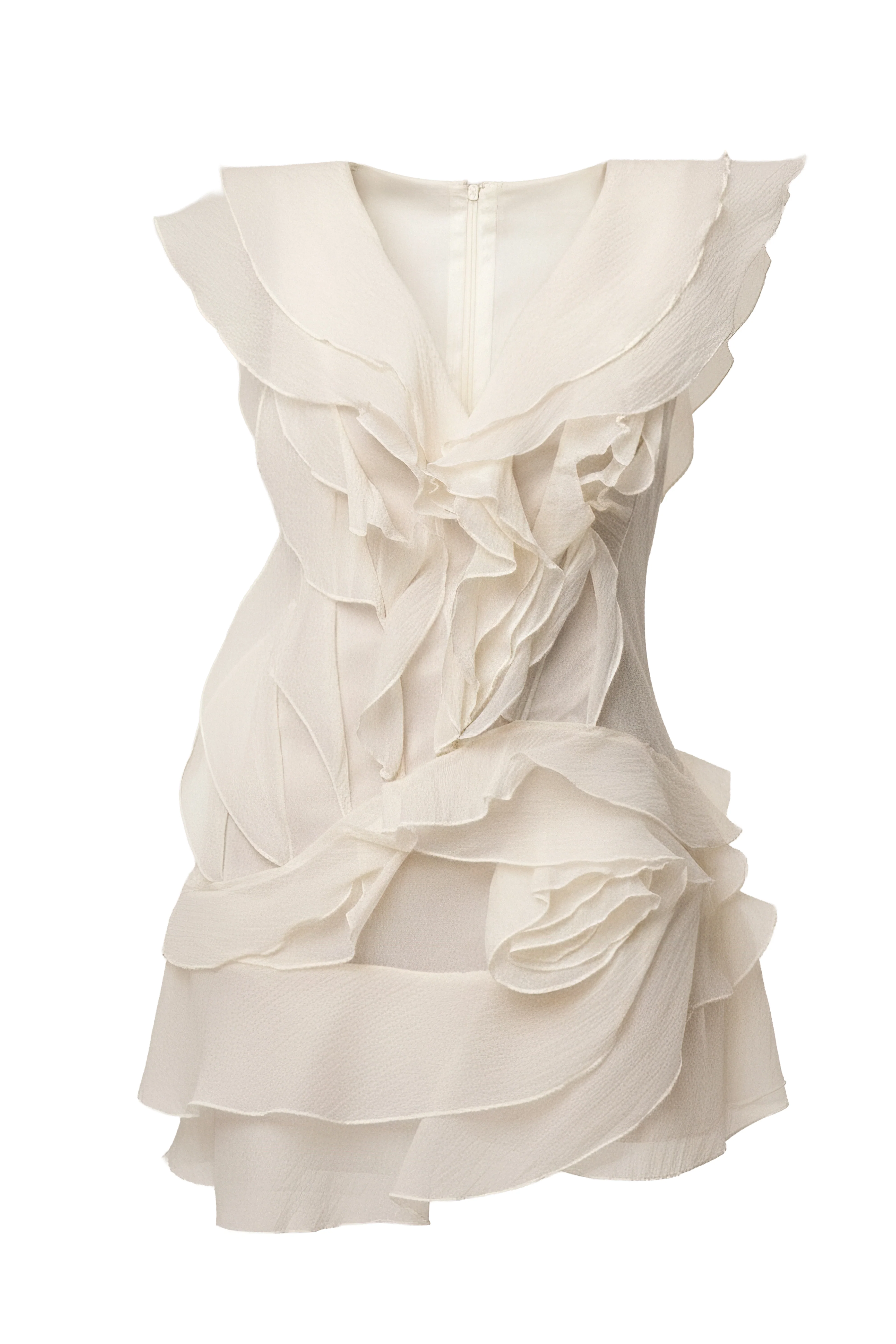 Ivory Dove Chiffon Mini Dress - Image 3