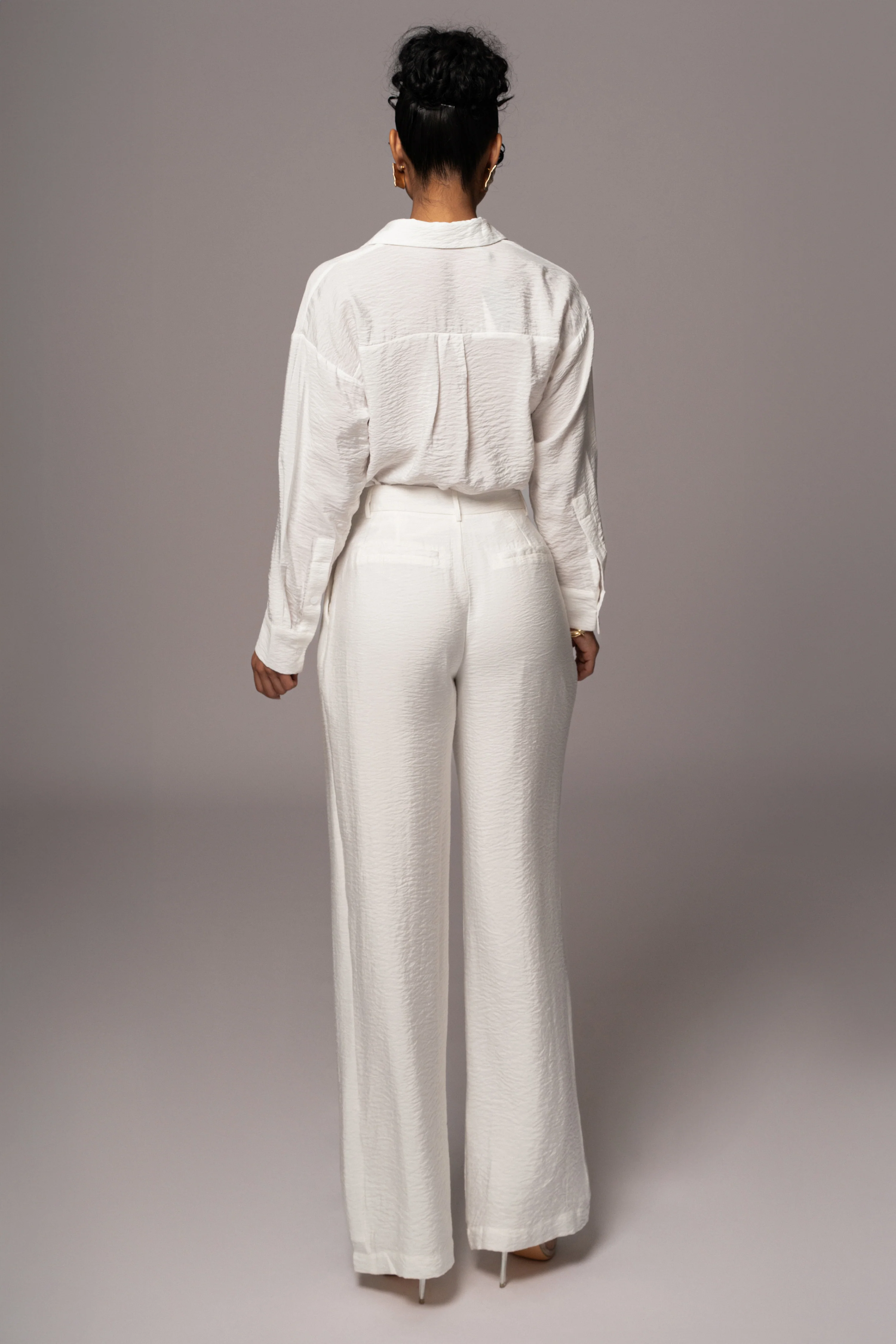 Ivory Drew Crinkled Trousers - Image 8