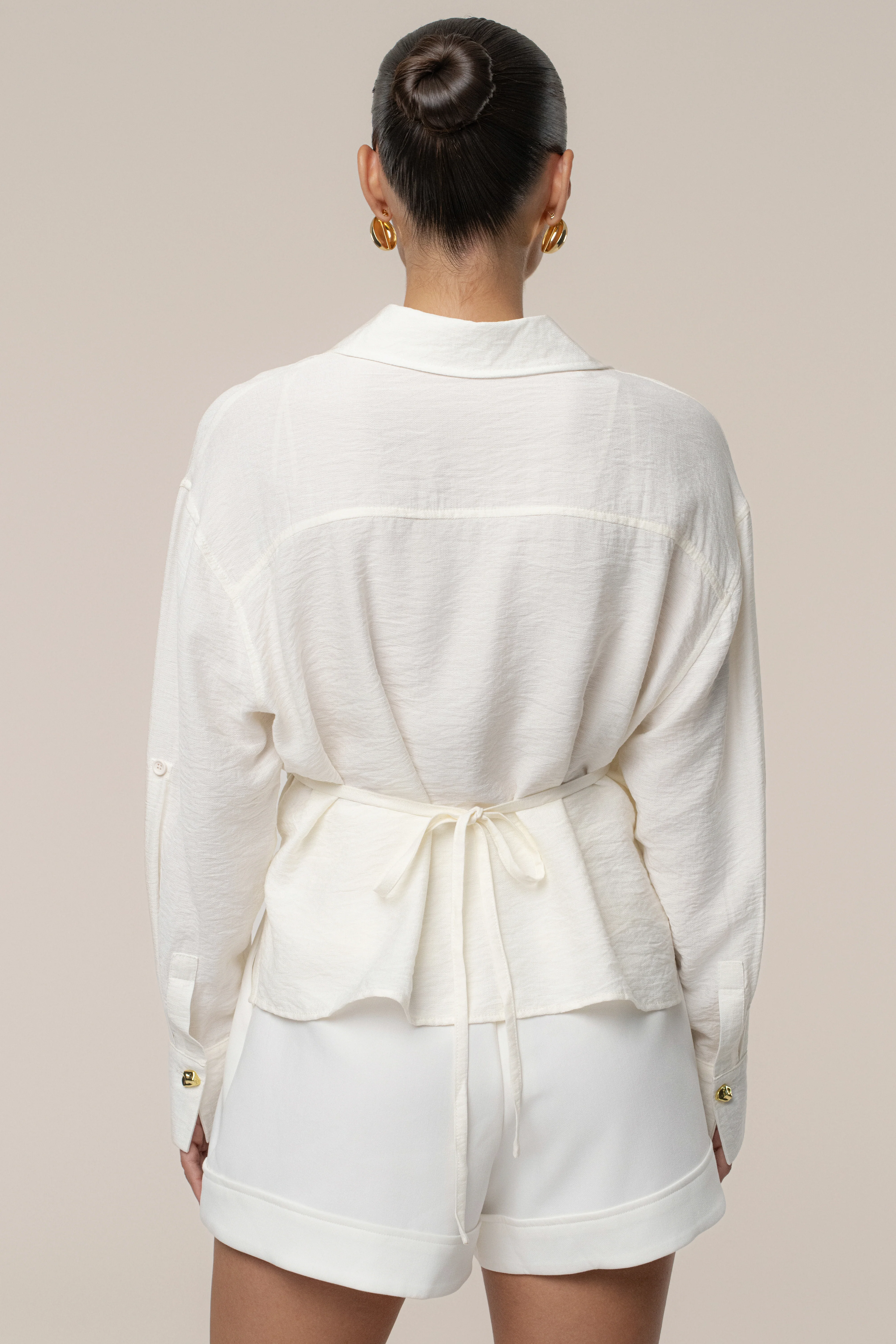 Ivory Drift Collared Cargo Top - Image 4