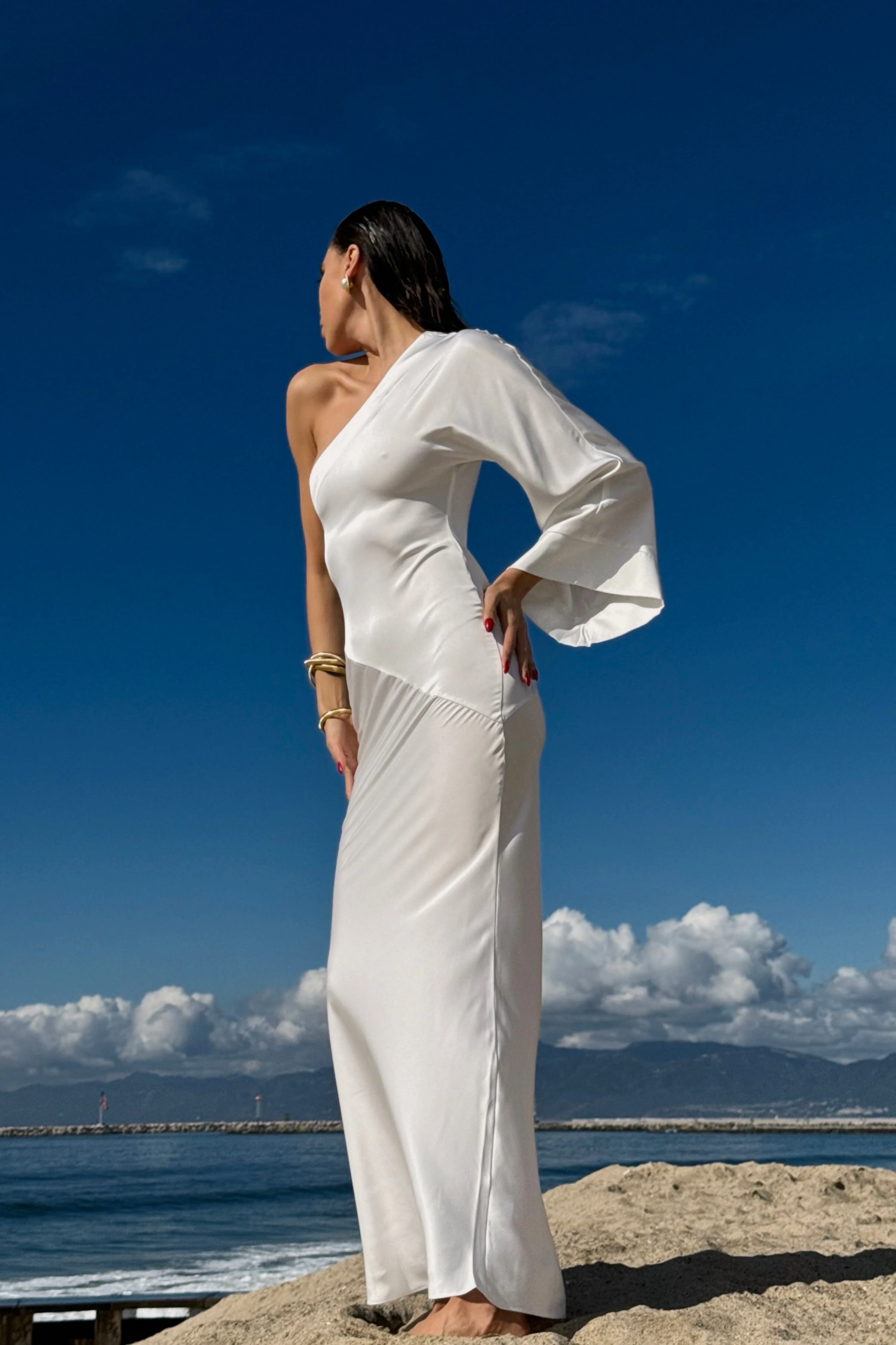 Ivory Femme Drape Maxi Dress - Image 2
