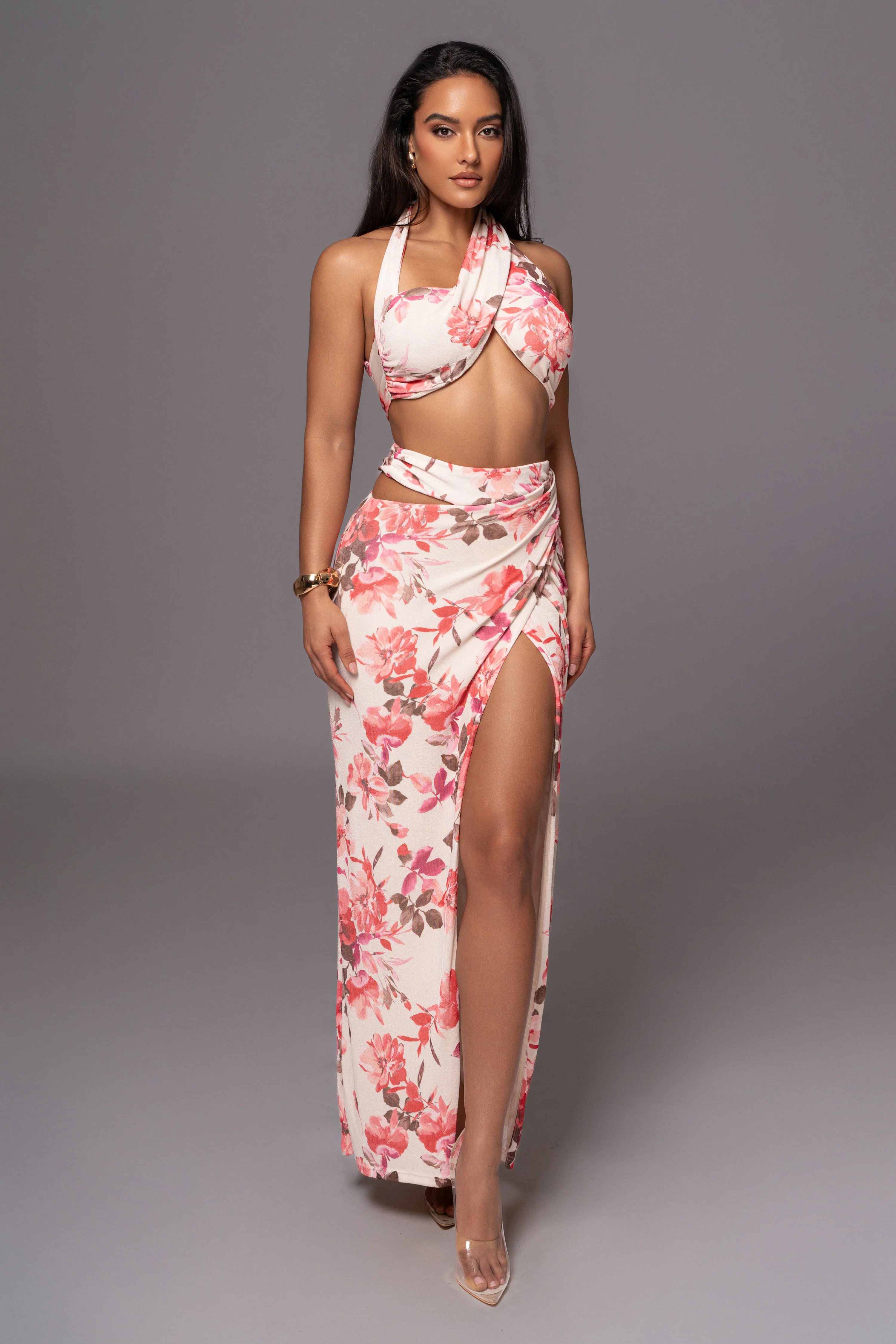 Ivory FLORAL NEW AGE TWO PIECE SKIRT SET - Image 2