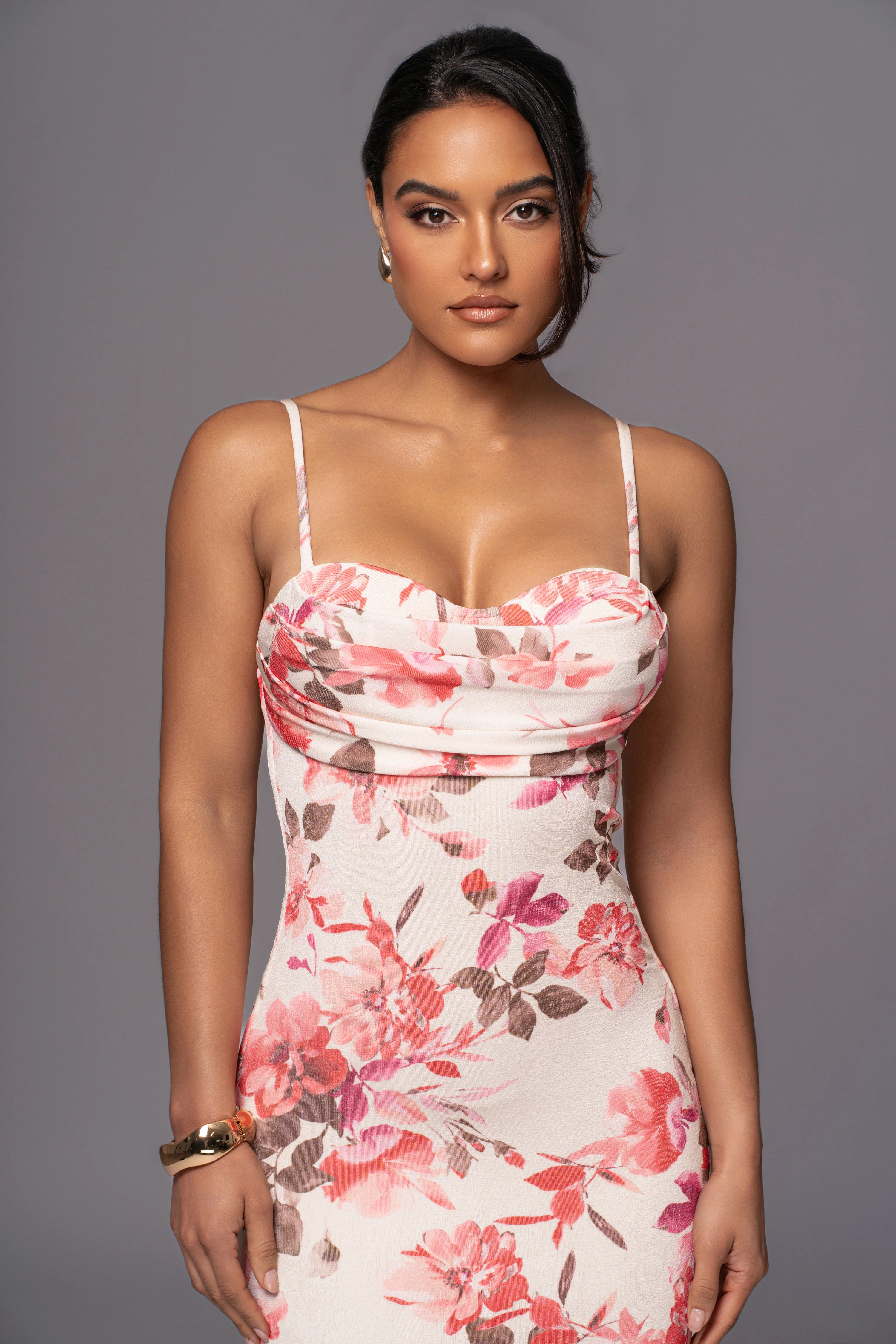 Ivory Floral Slinky Visions Of You Maxi Dress - Image 13