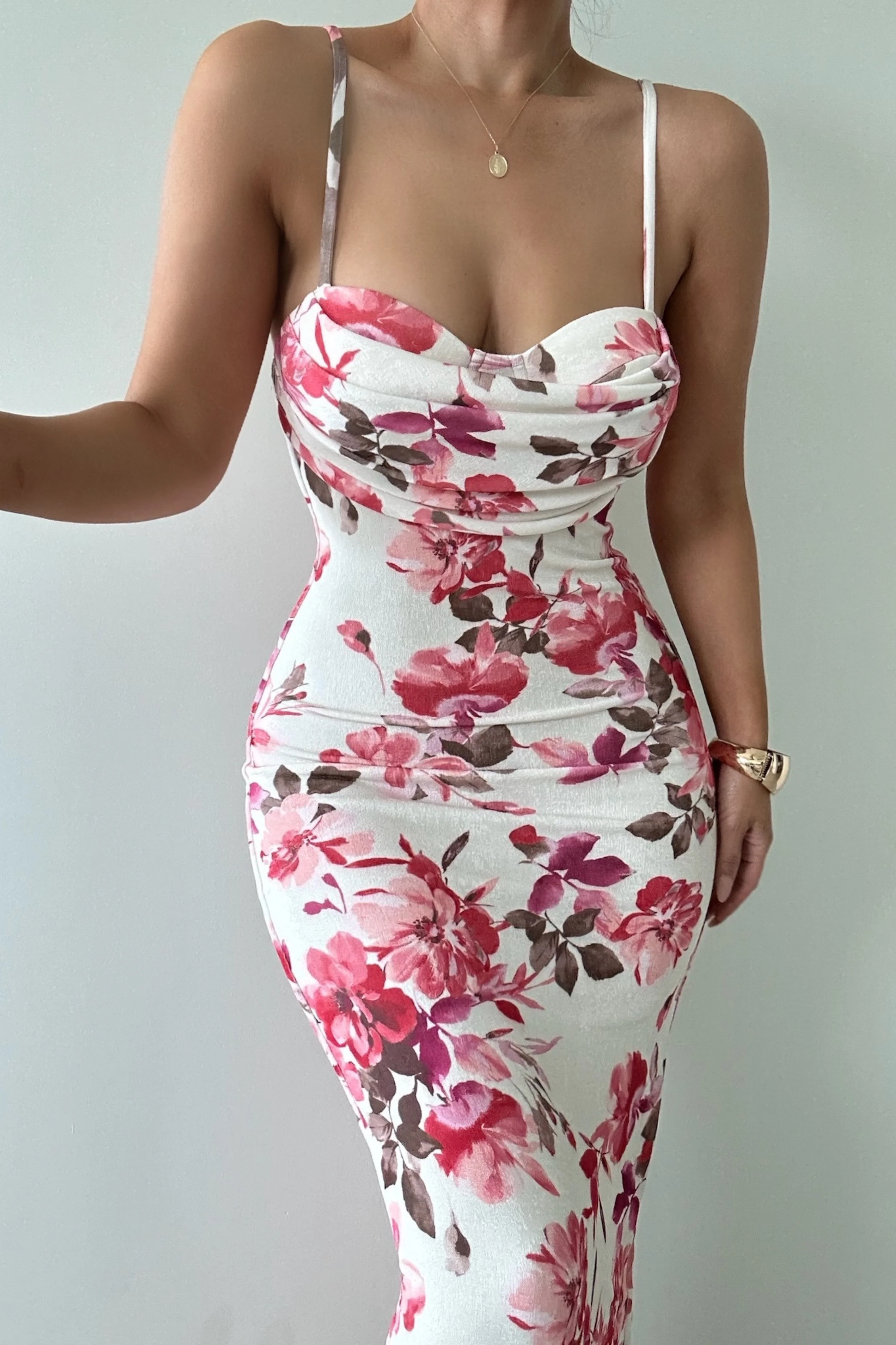 Ivory Floral Slinky Visions Of You Maxi Dress - Image 14
