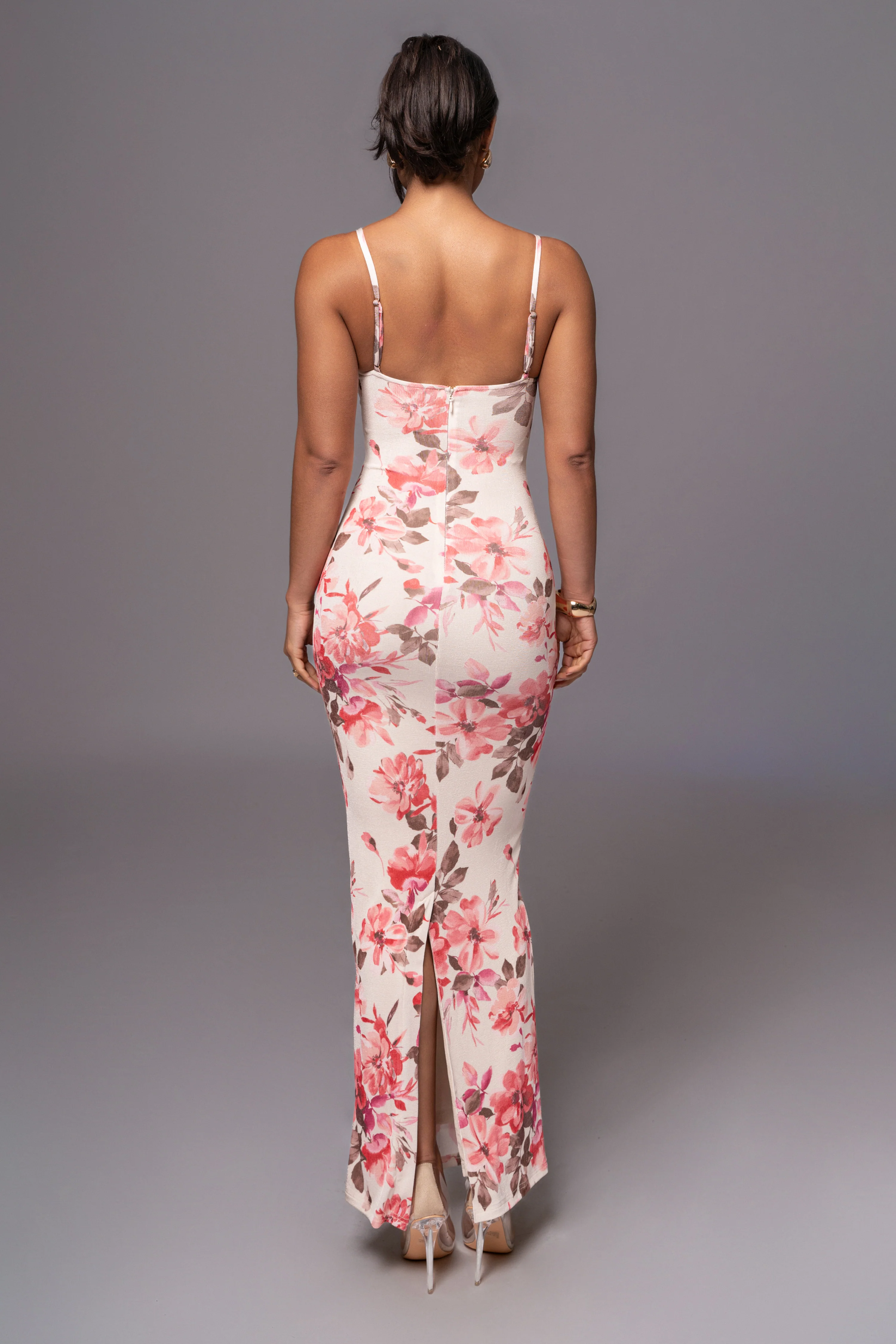 Ivory Floral Slinky Visions Of You Maxi Dress - Image 5