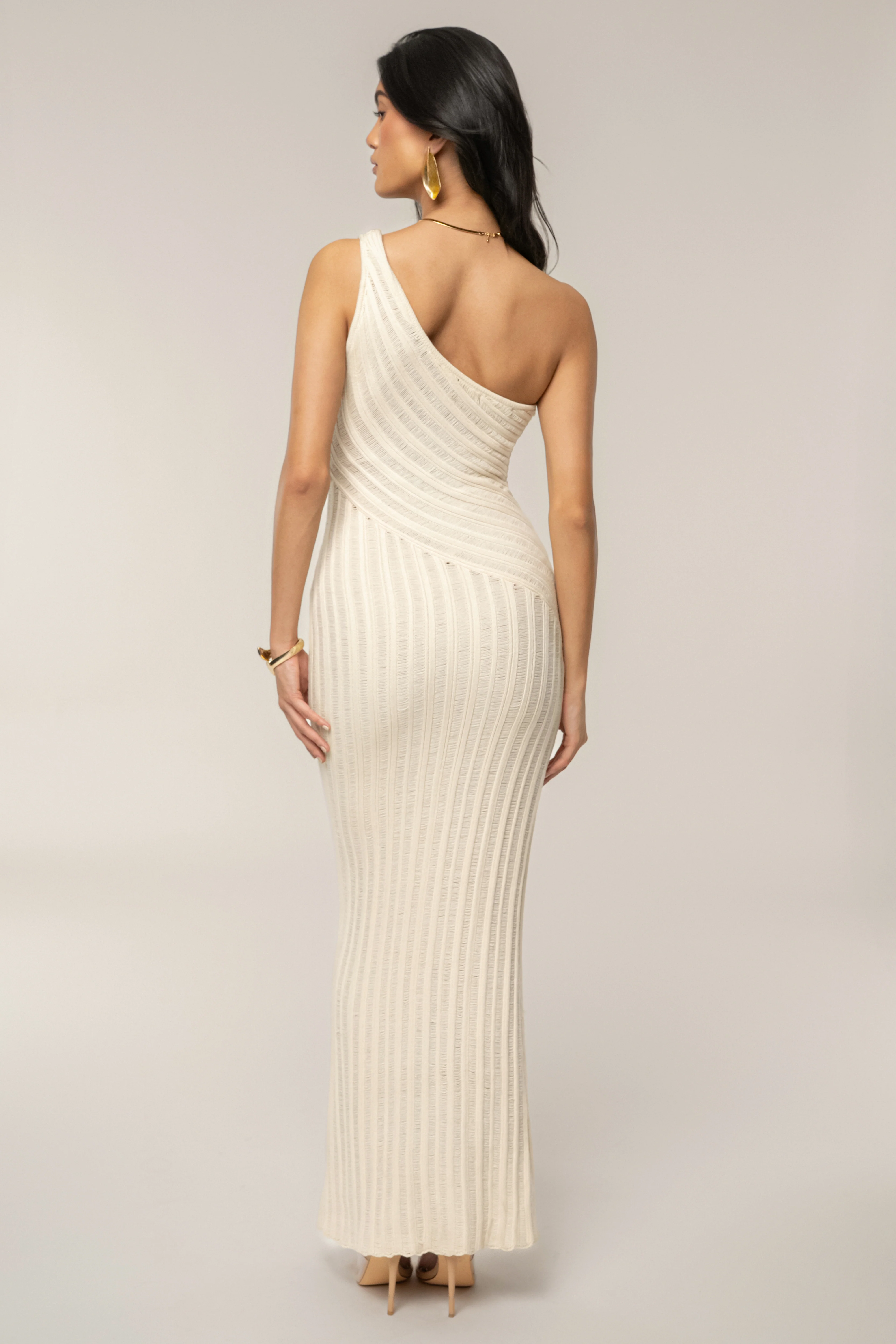 Ivory Fringe Knit Maxi Dress - Image 3