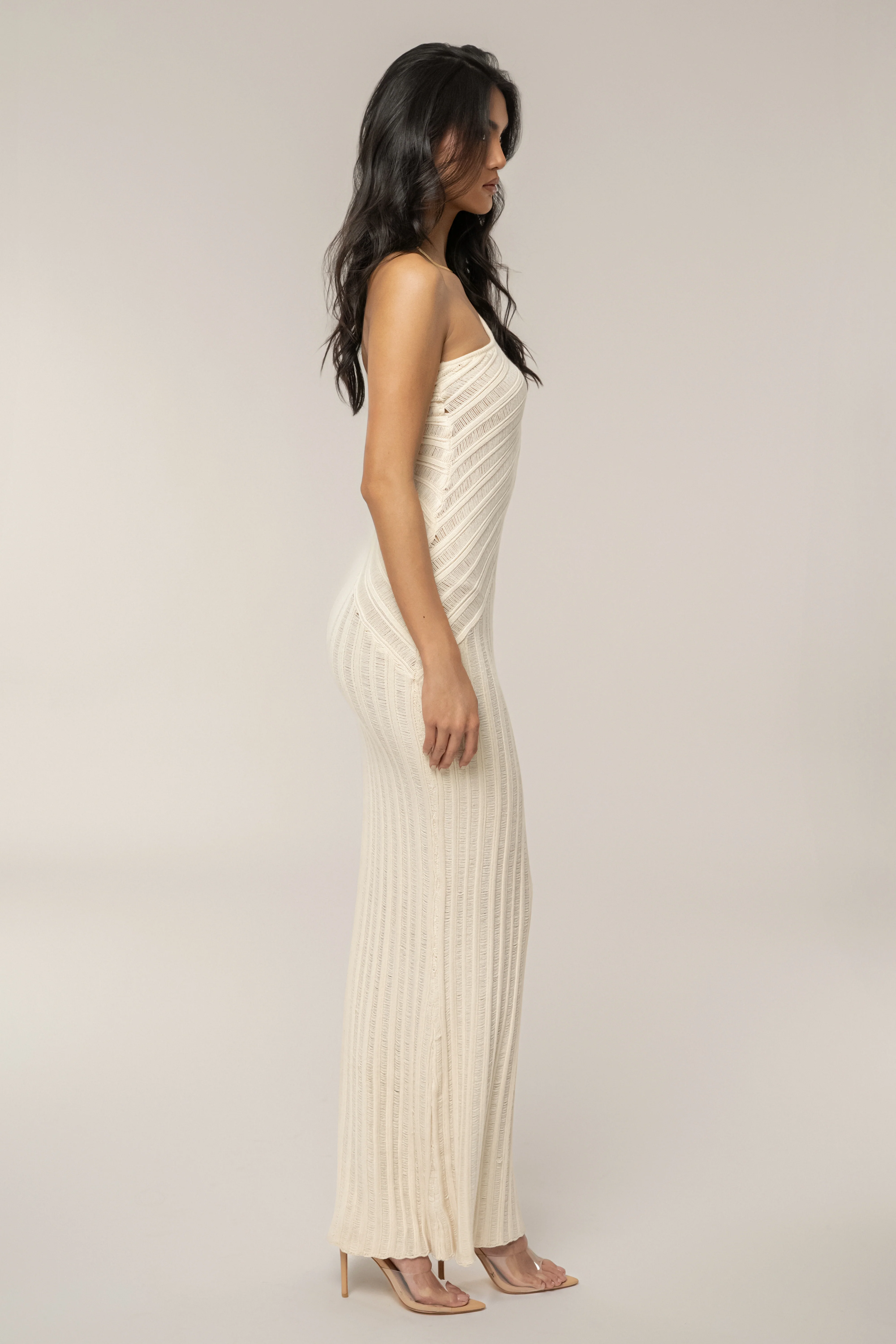 Ivory Fringe Knit Maxi Dress - Image 4