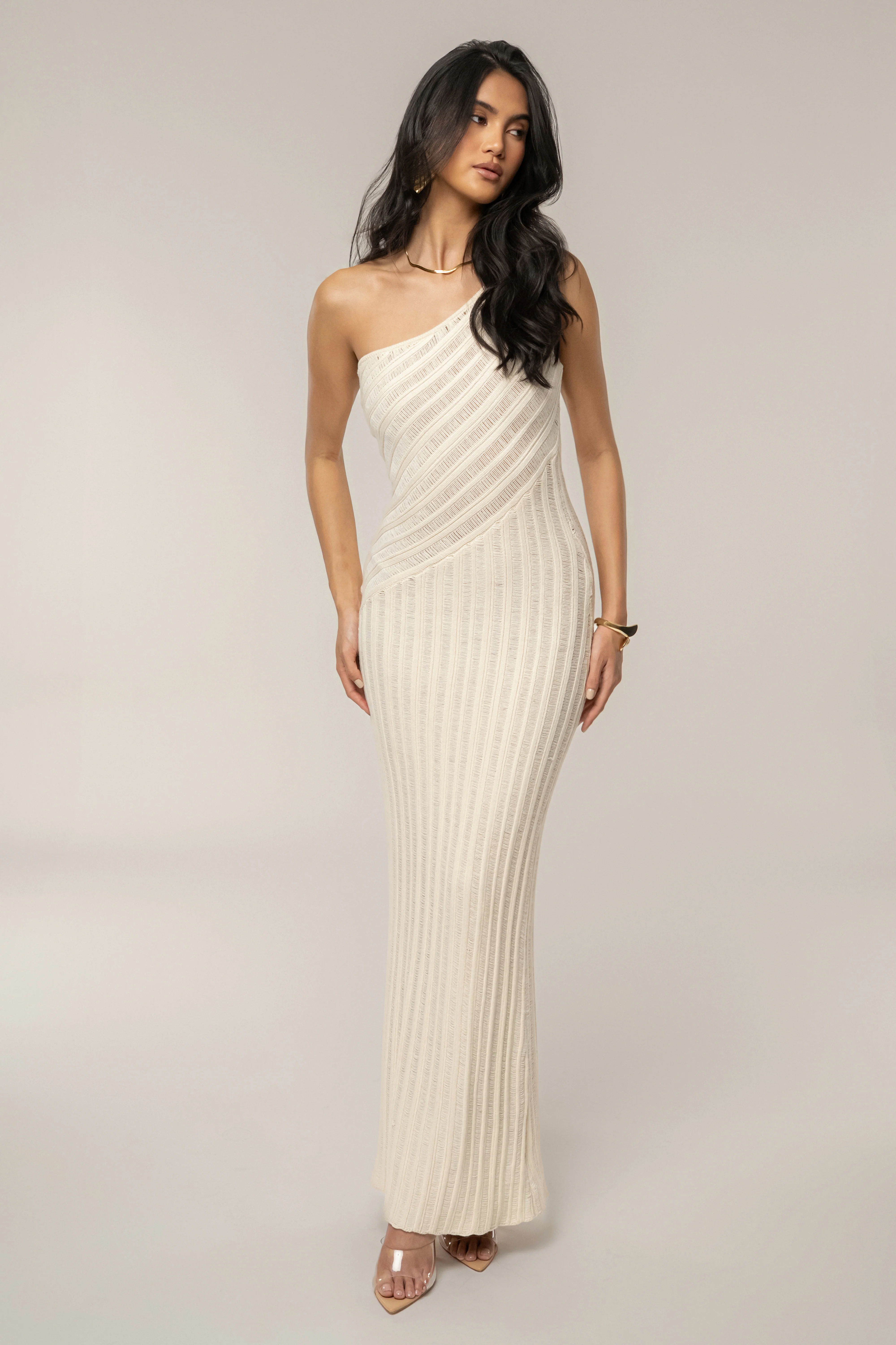 Ivory Fringe Knit Maxi Dress - Image 5