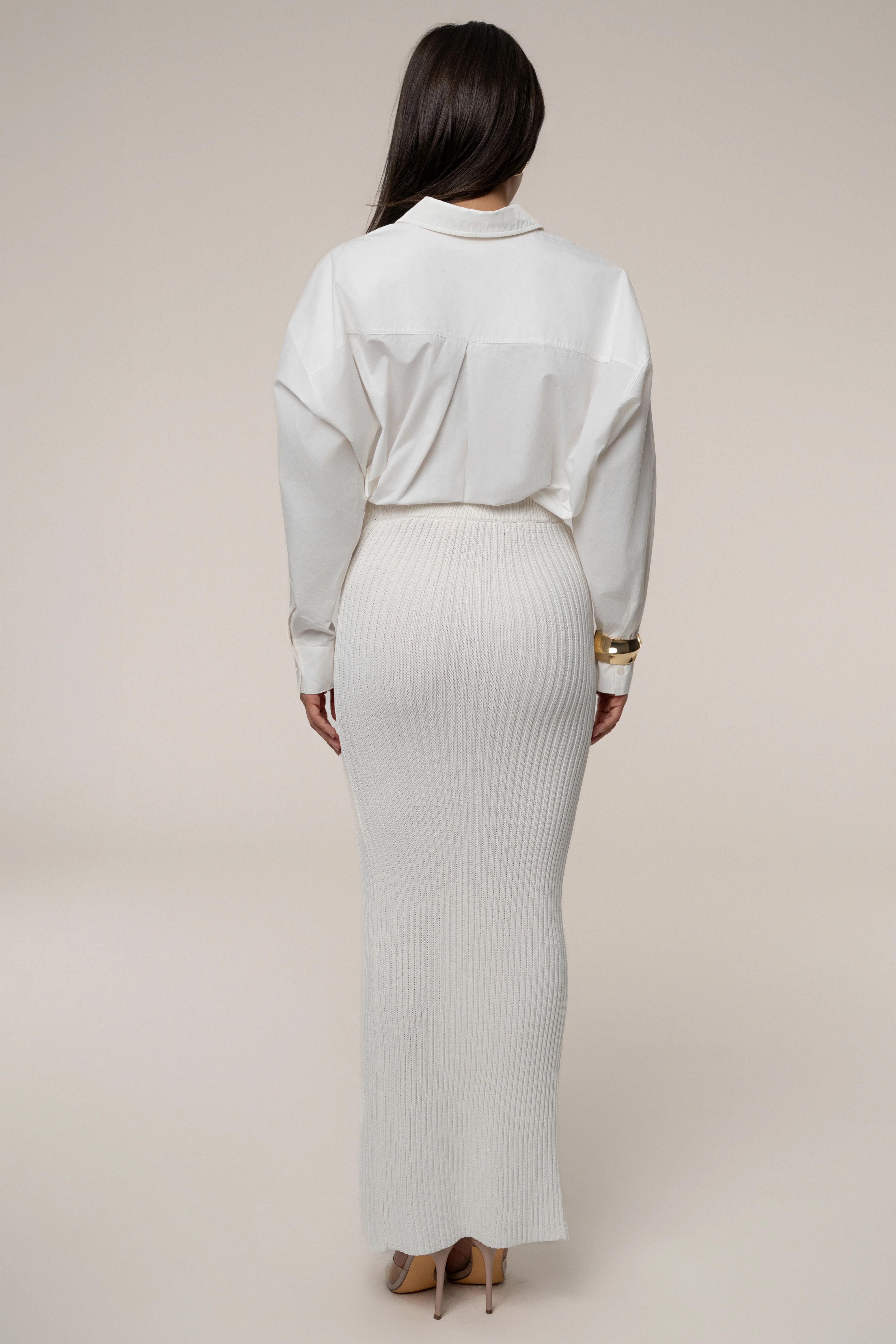 Ivory Hamptons Ribbed Slit Skirt - Image 10