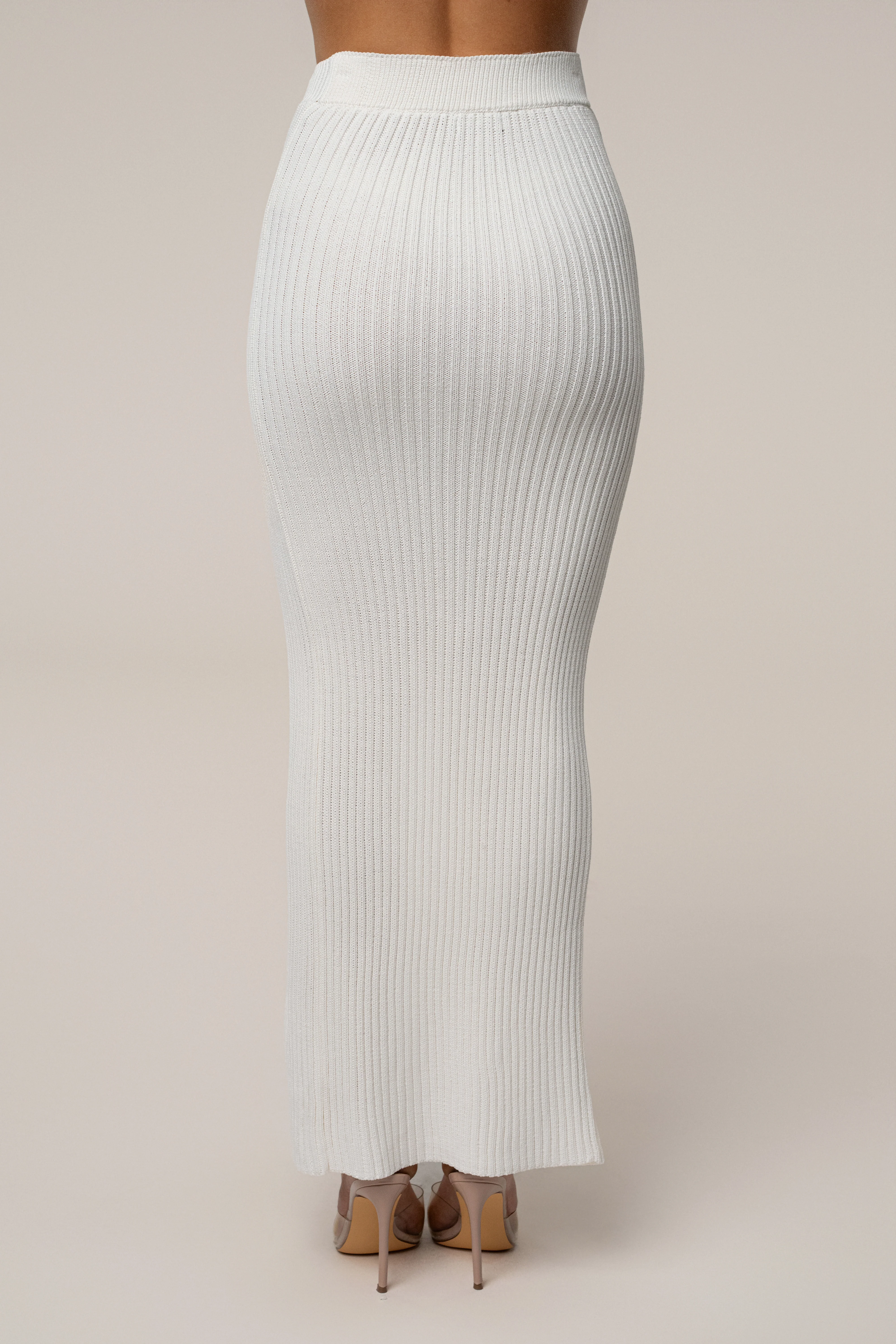 Ivory Hamptons Ribbed Slit Skirt - Image 12
