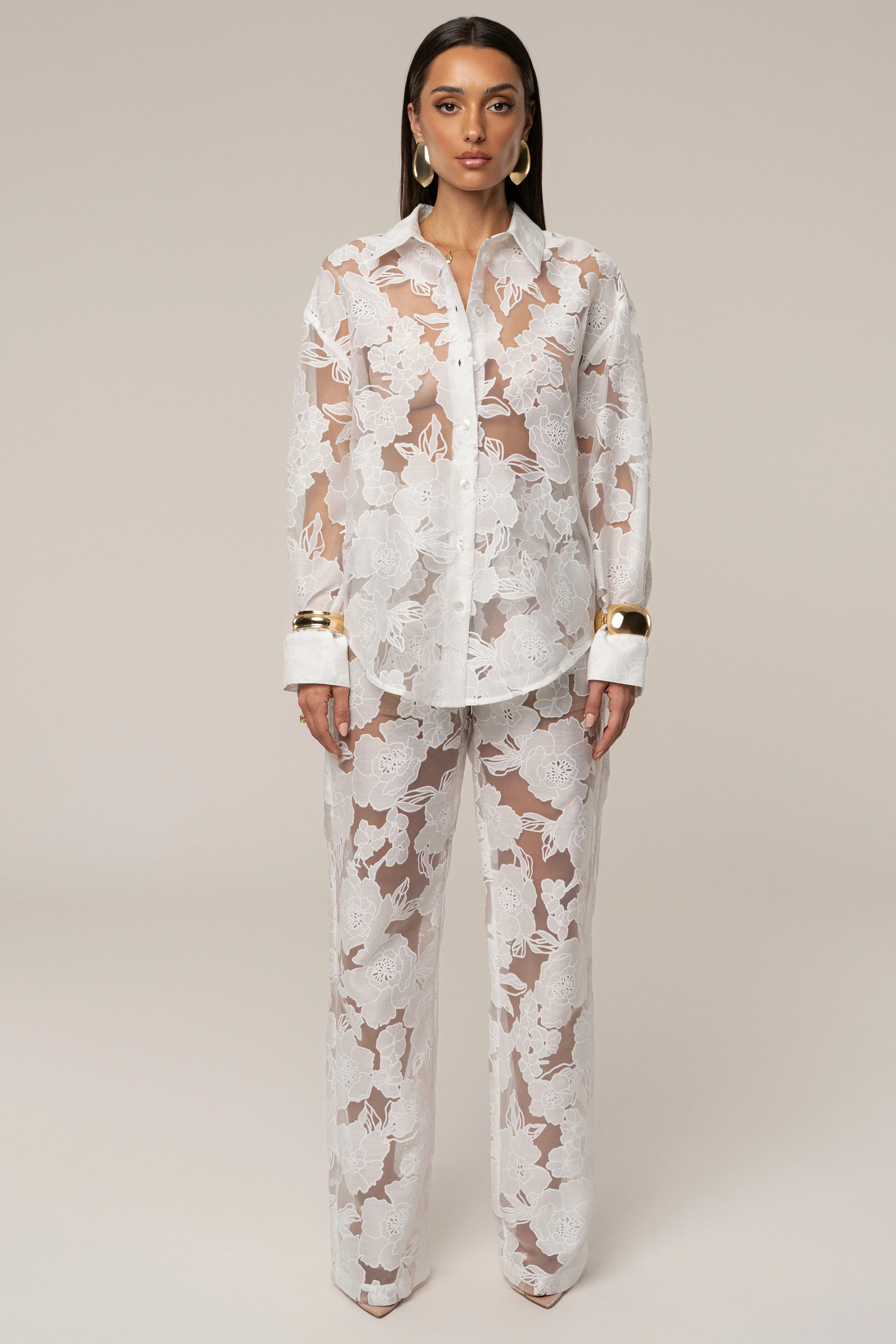 Ivory Organza Floral Blouse - Image 6