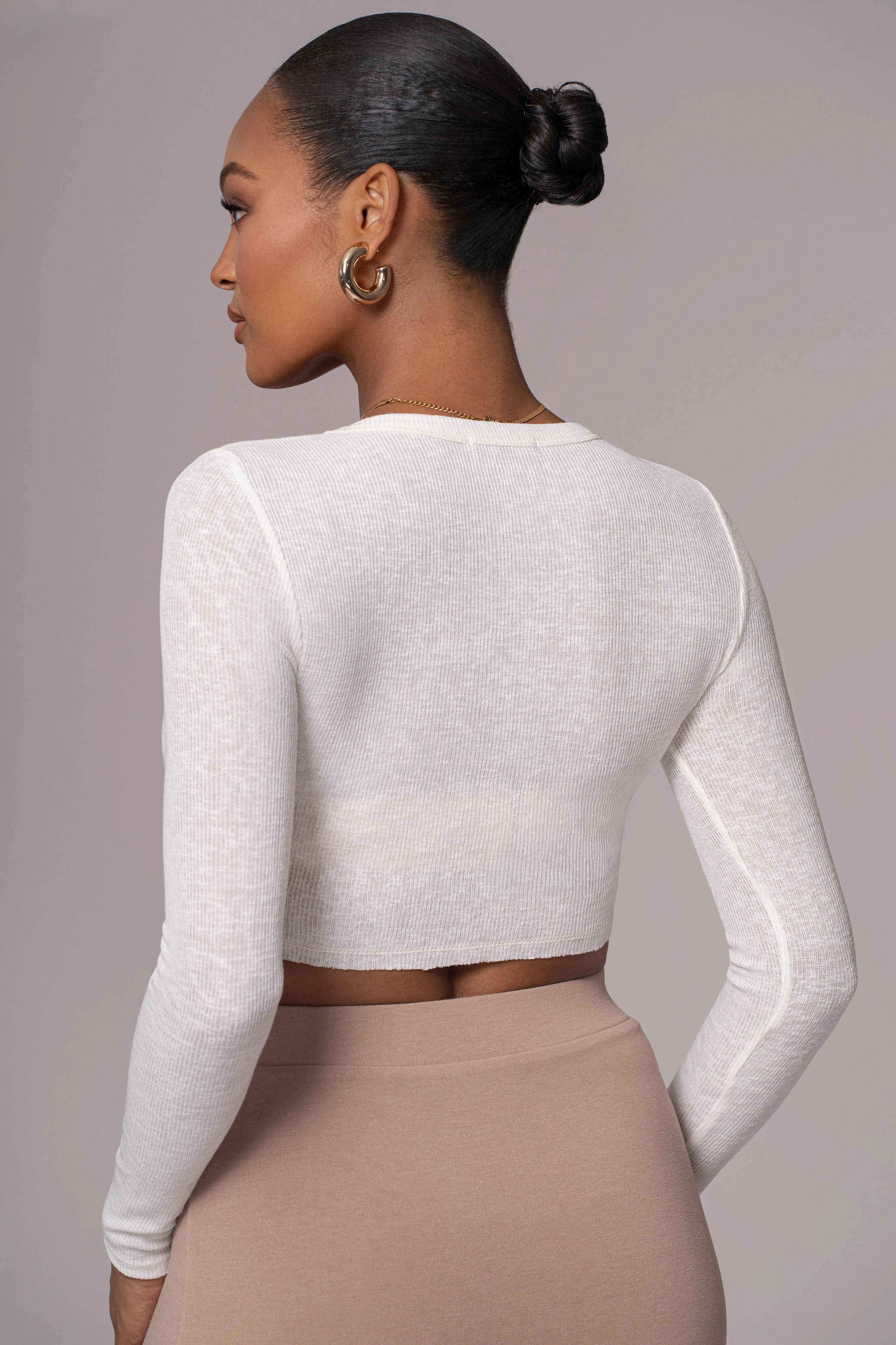 Ivory Just Enough Ribbed Crop Top - Image 8