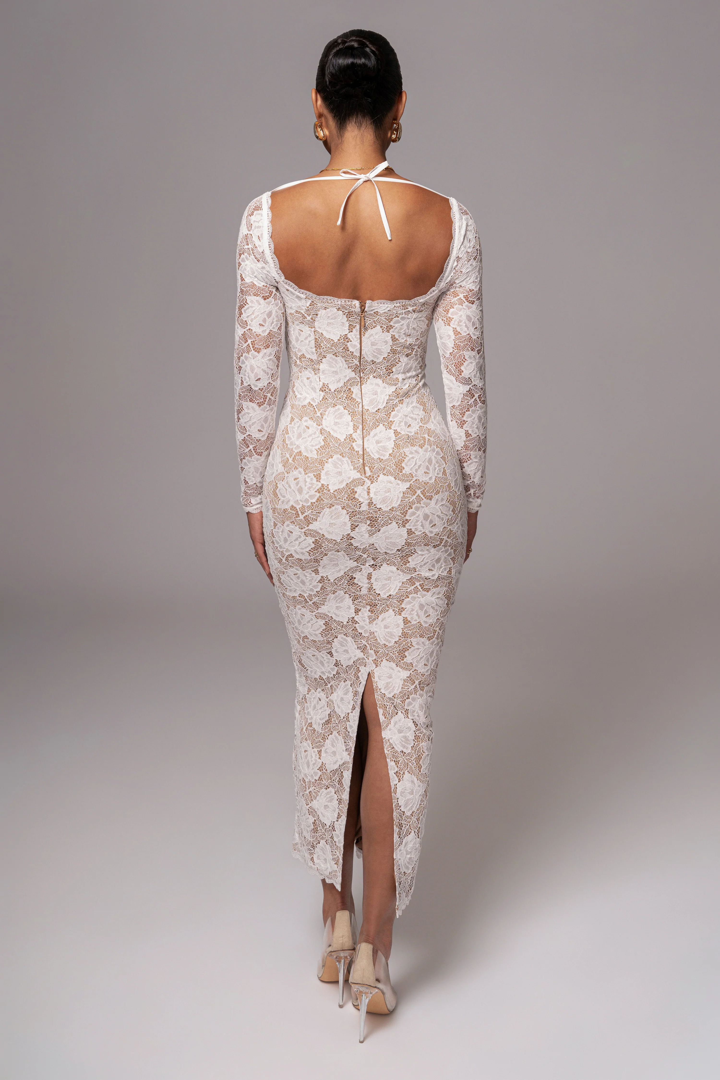 Ivory Lace Sweetheart Maxi Dress - Image 18