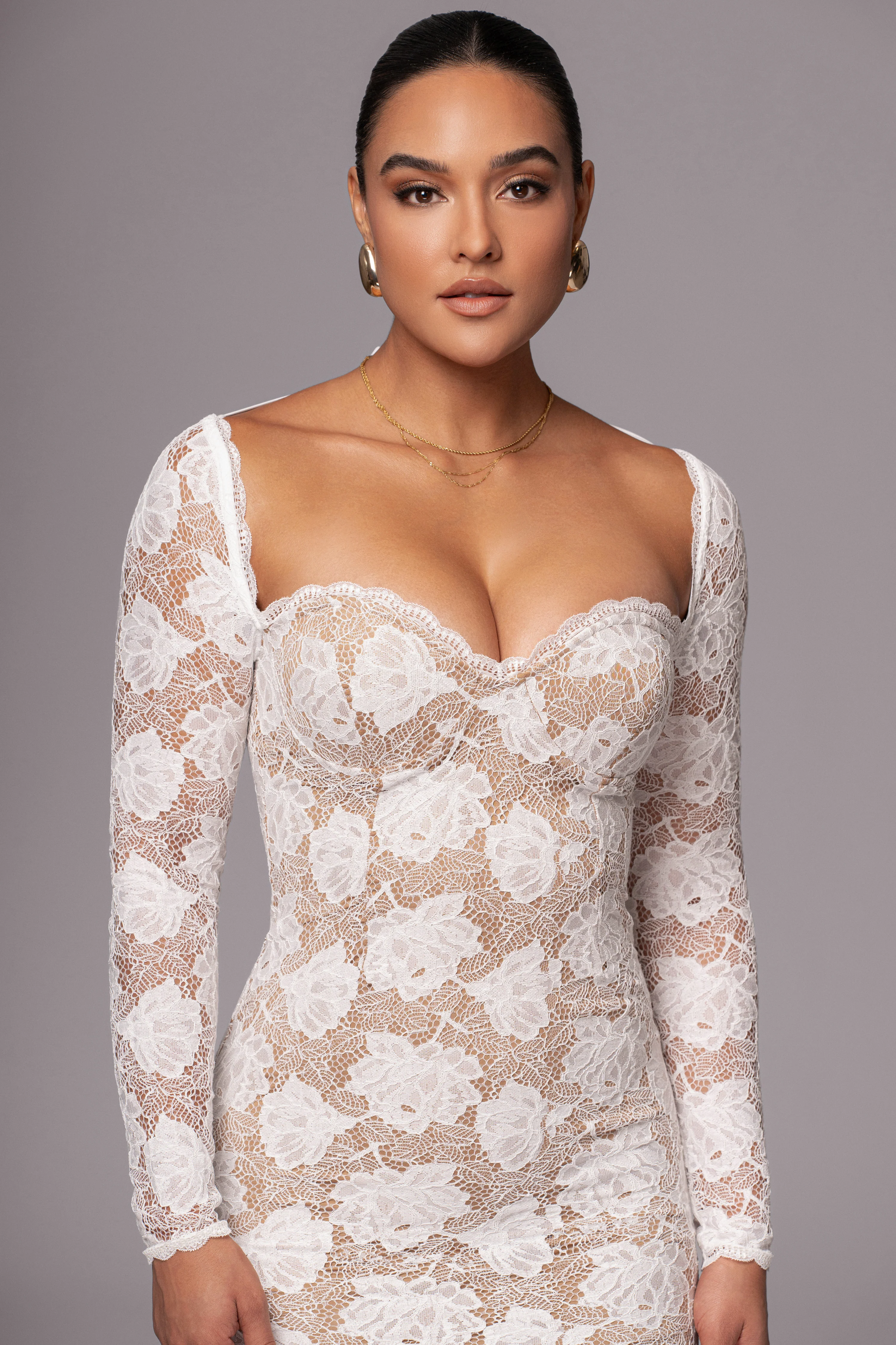 Ivory Lace Sweetheart Maxi Dress - Image 2
