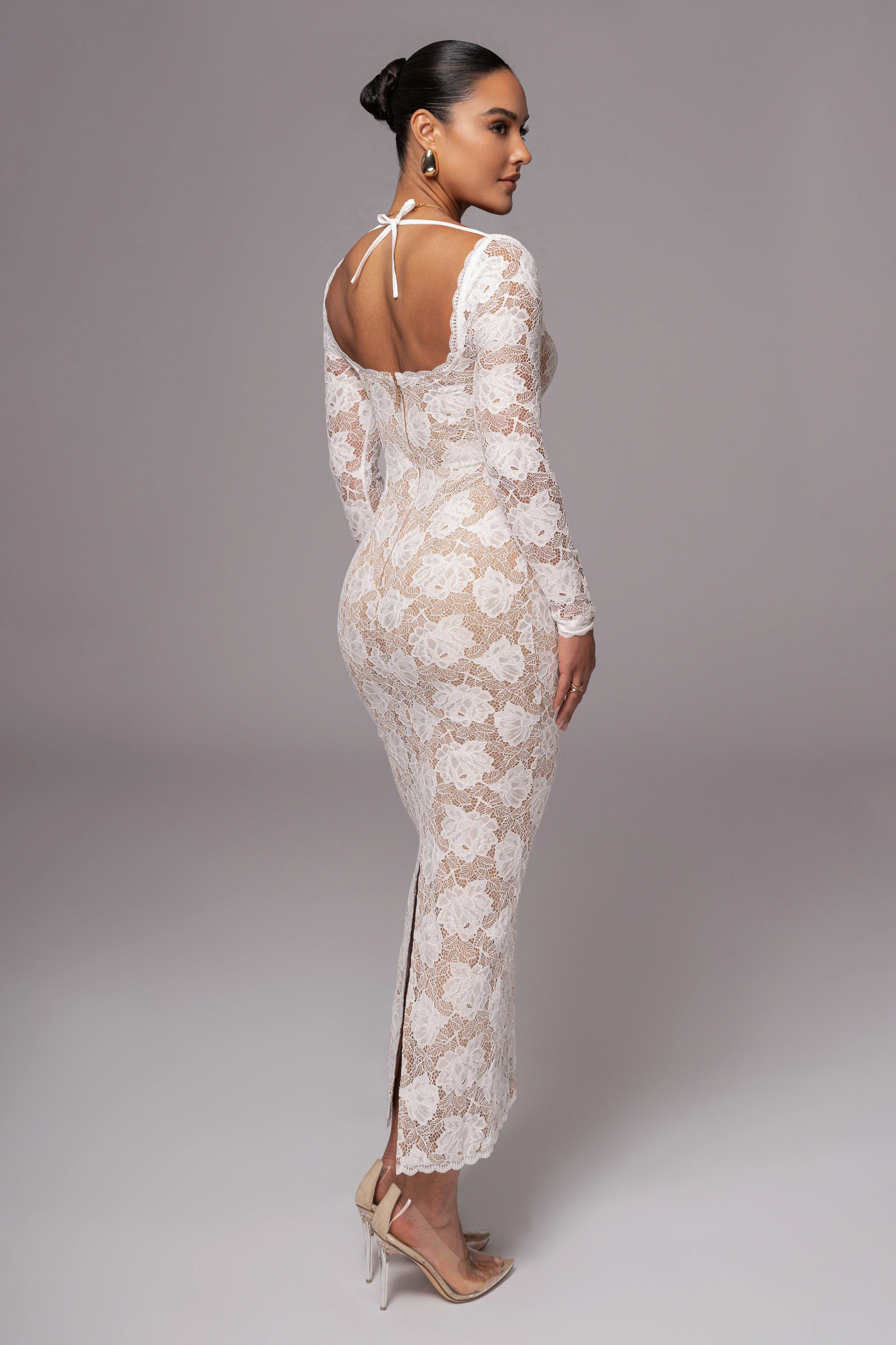 Ivory Lace Sweetheart Maxi Dress - Image 5