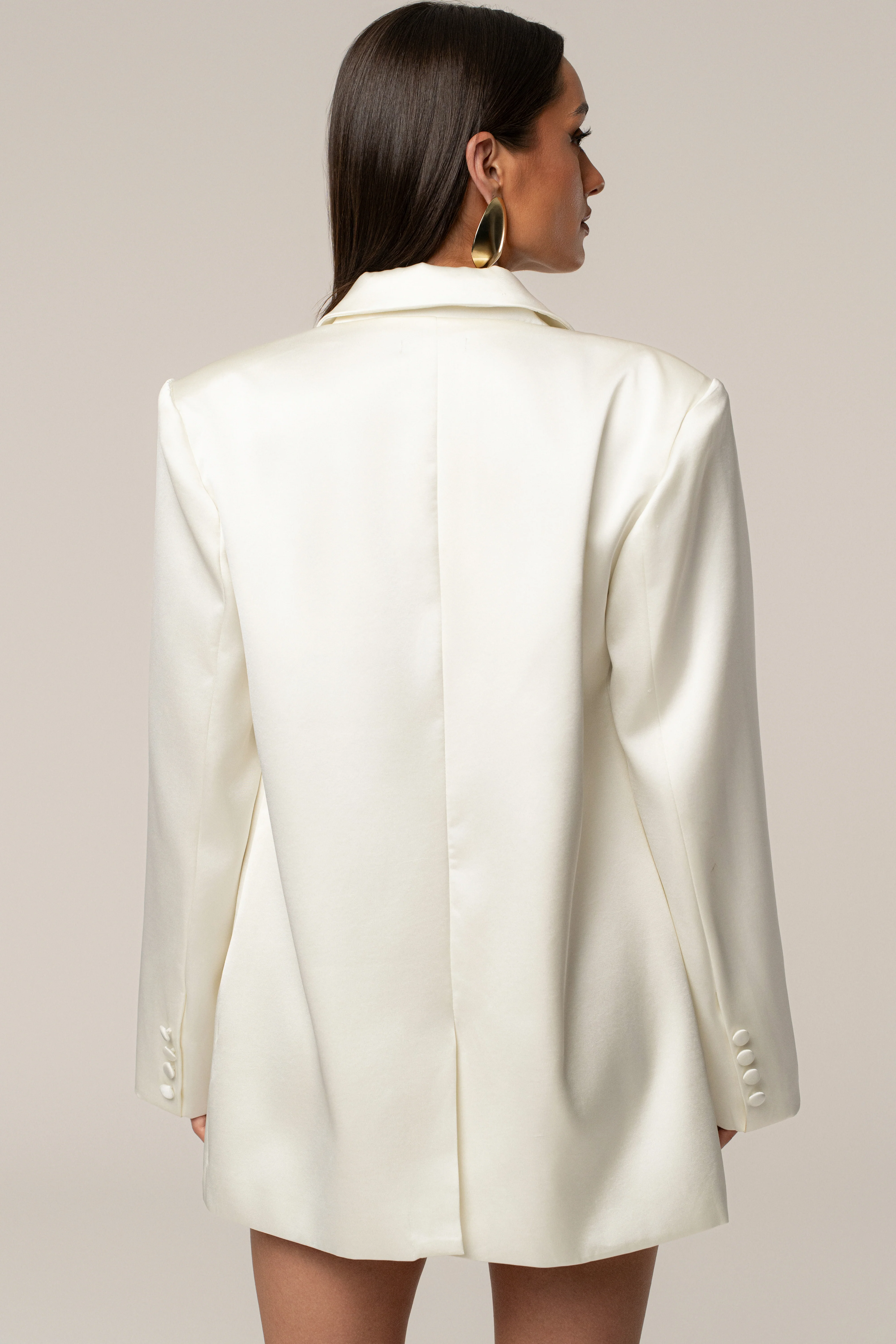Ivory Lara Oversize Satin Blazer - Image 12