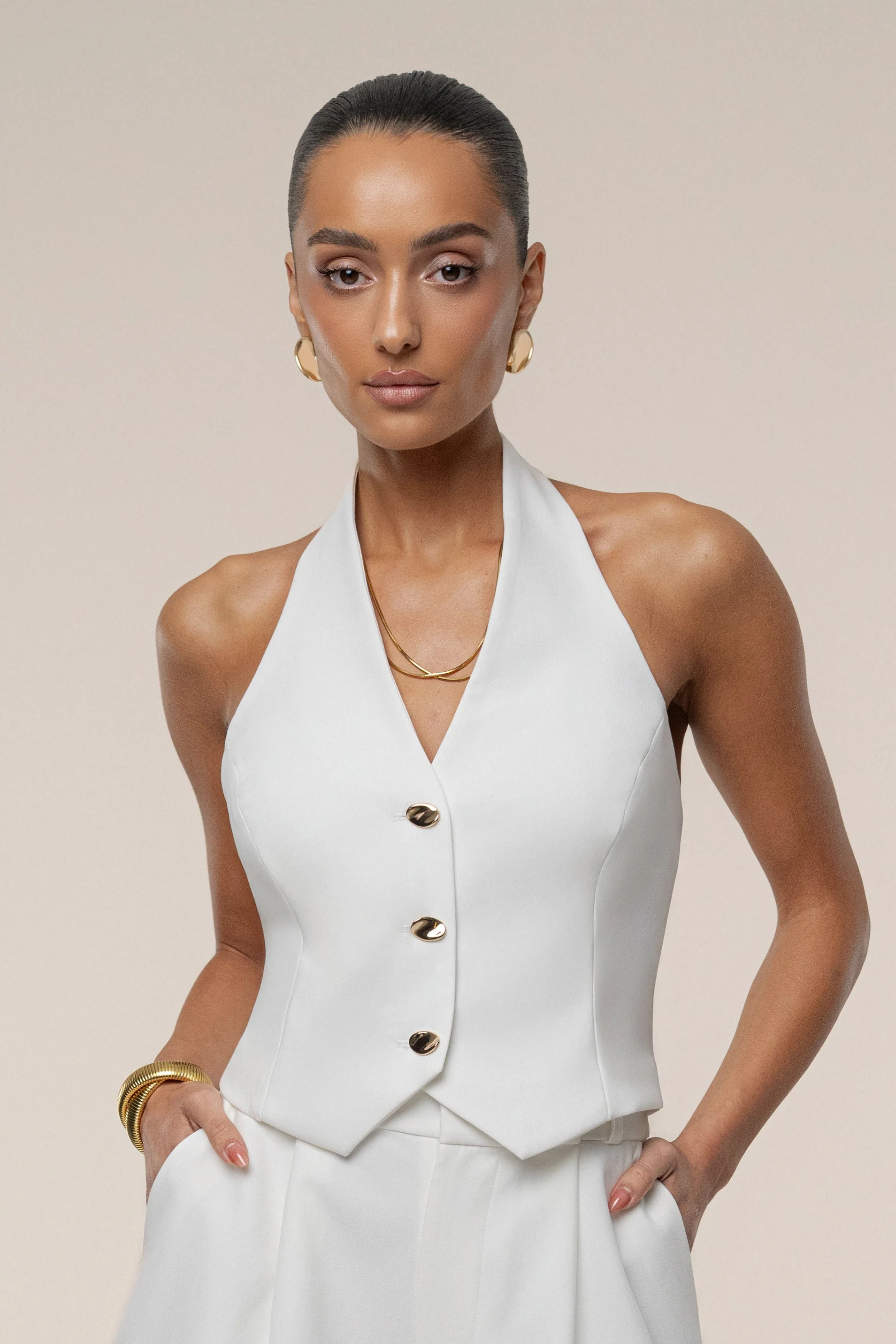 Ivory Luxe Halter Vest - Image 5