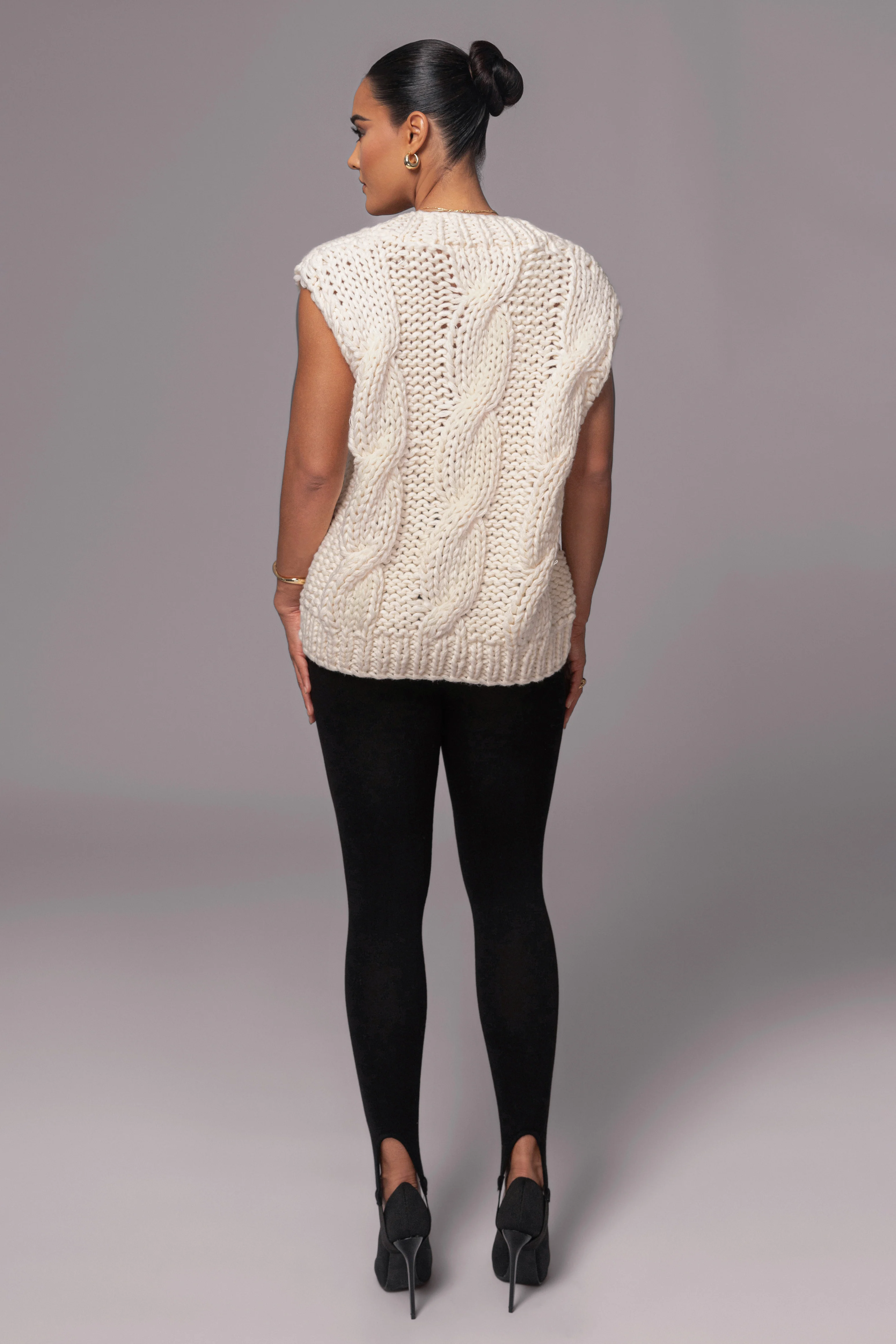Ivory Mari Cable Knit Vest - Image 8