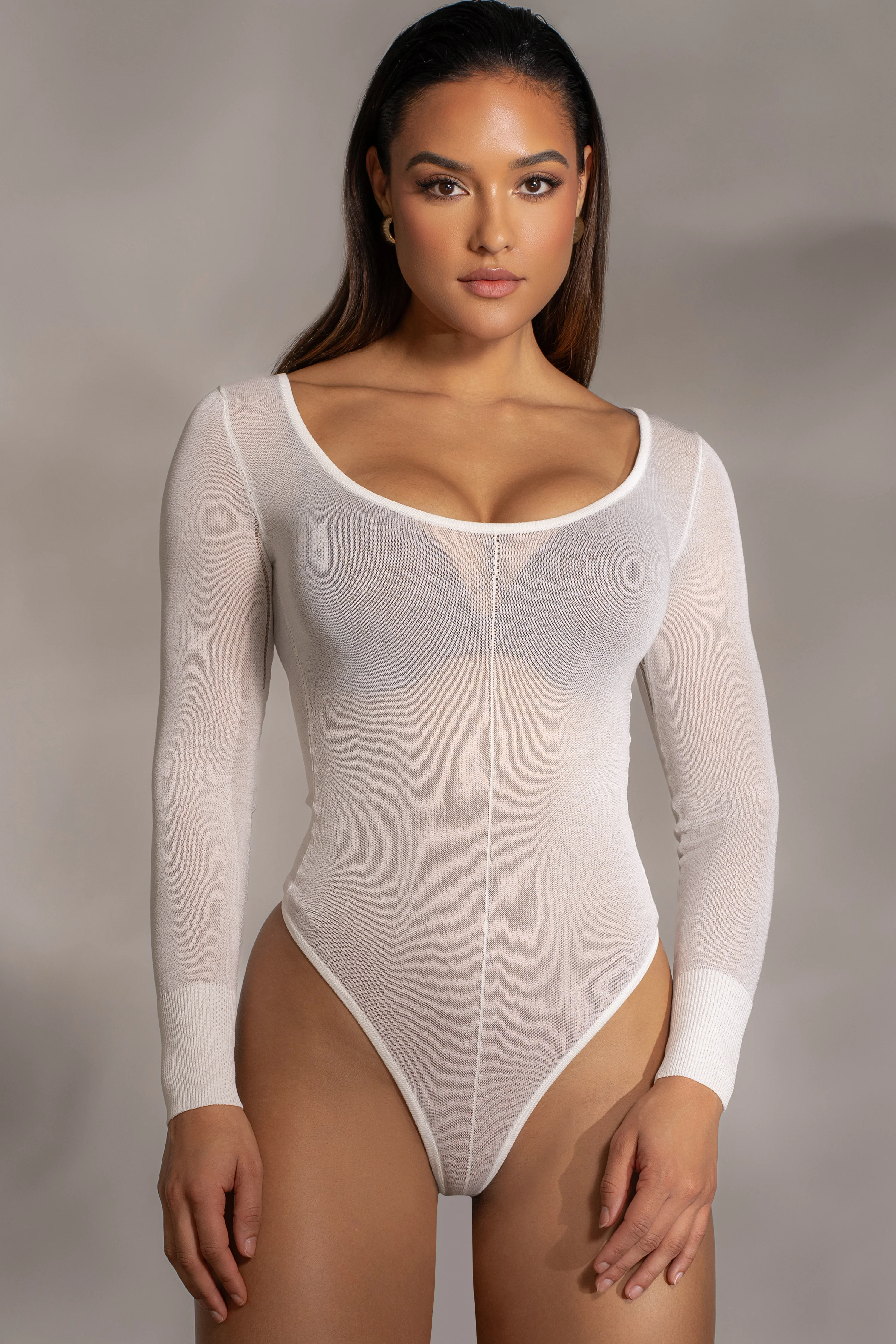 Ivory Nerida Sheer Knit Bodysuit - Image 2