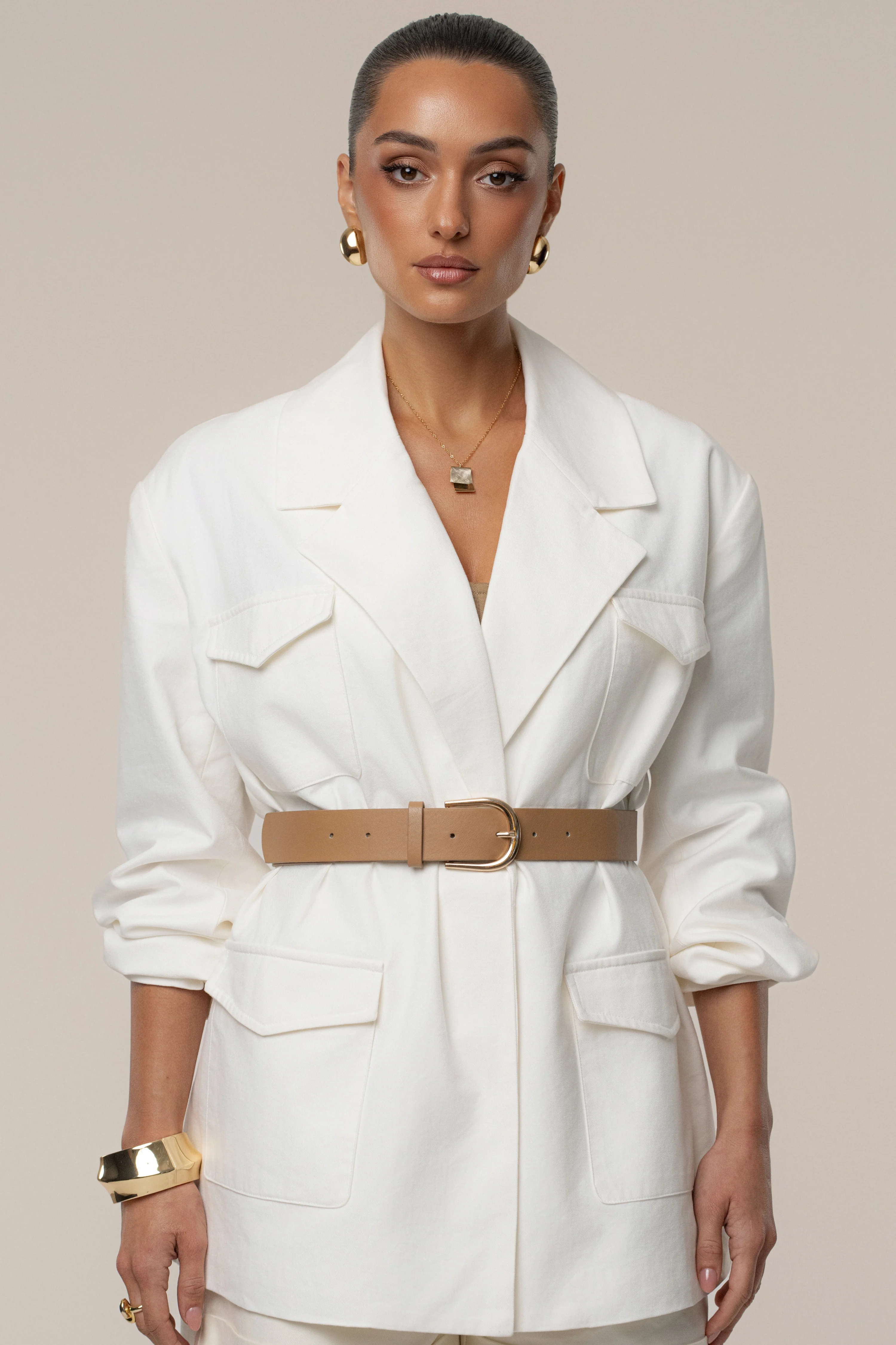 Ivory Precision Woven Blazer - Image 3