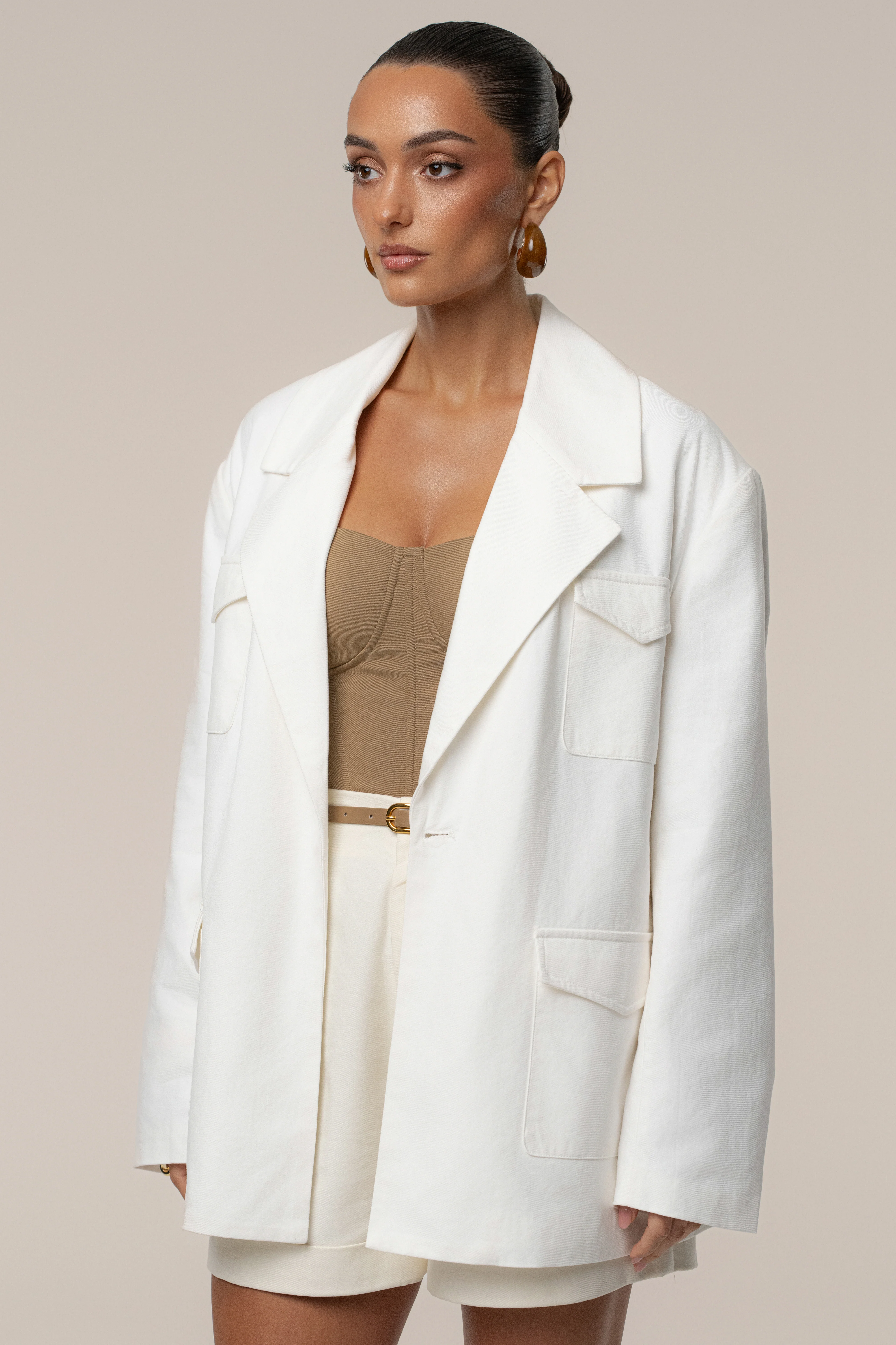 Ivory Precision Woven Blazer - Image 6