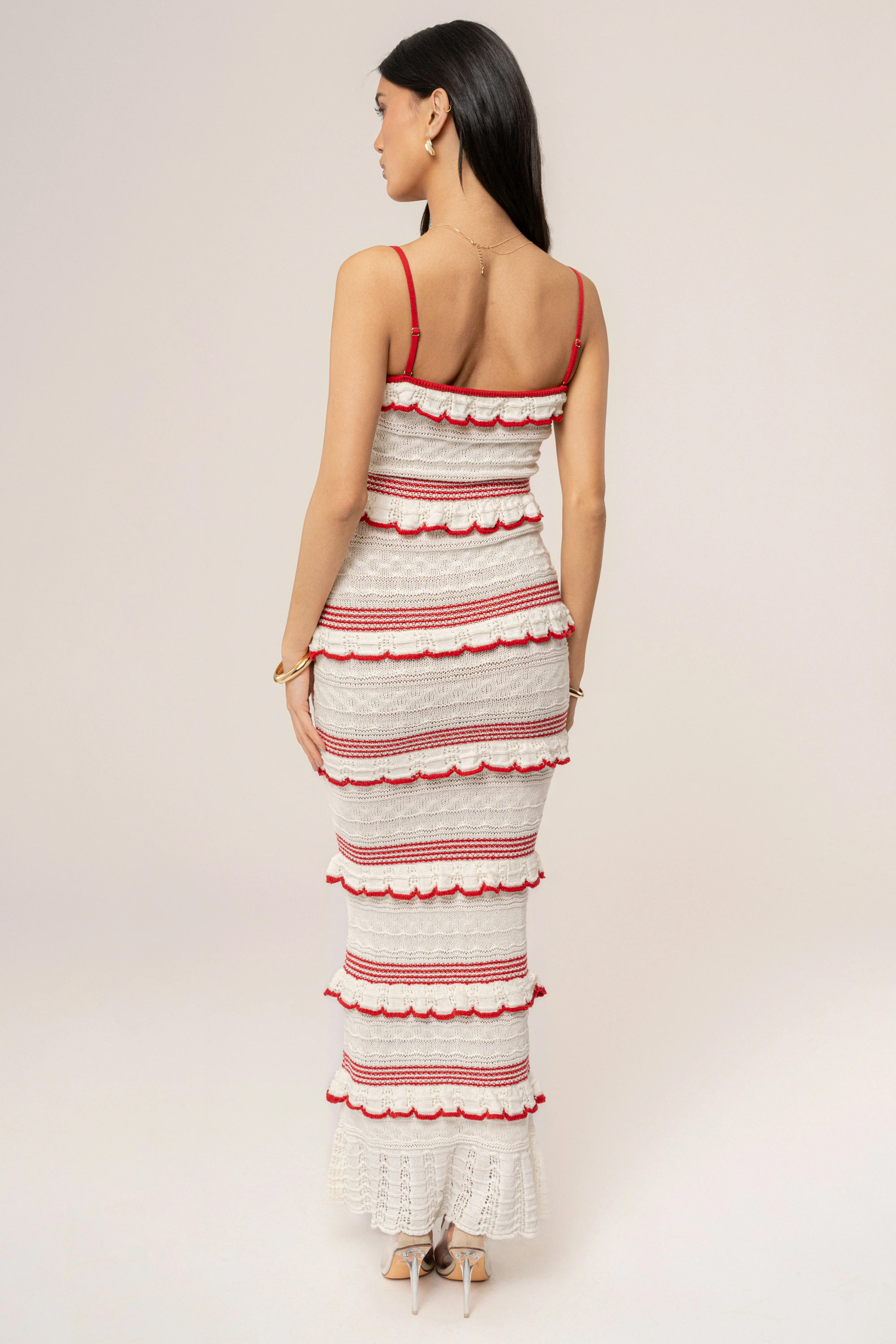Ivory/Red Bella Vista Ruffle Maxi Dress - Image 10