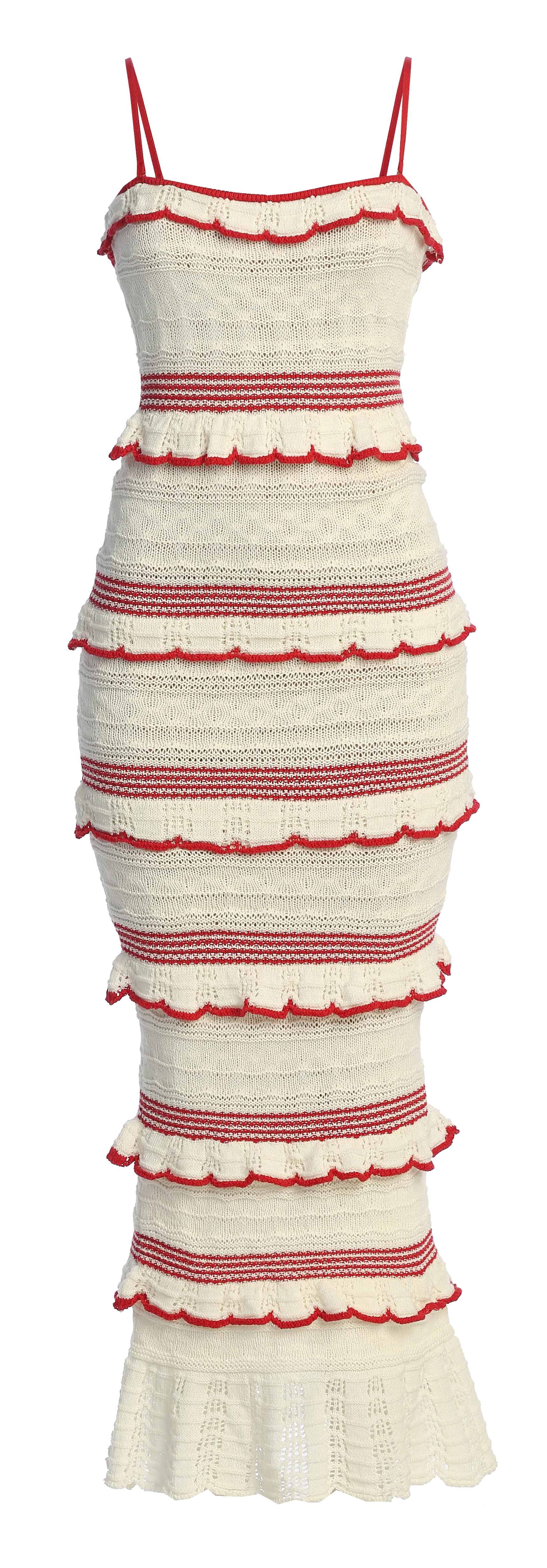 Ivory/Red Bella Vista Ruffle Maxi Dress - Image 2