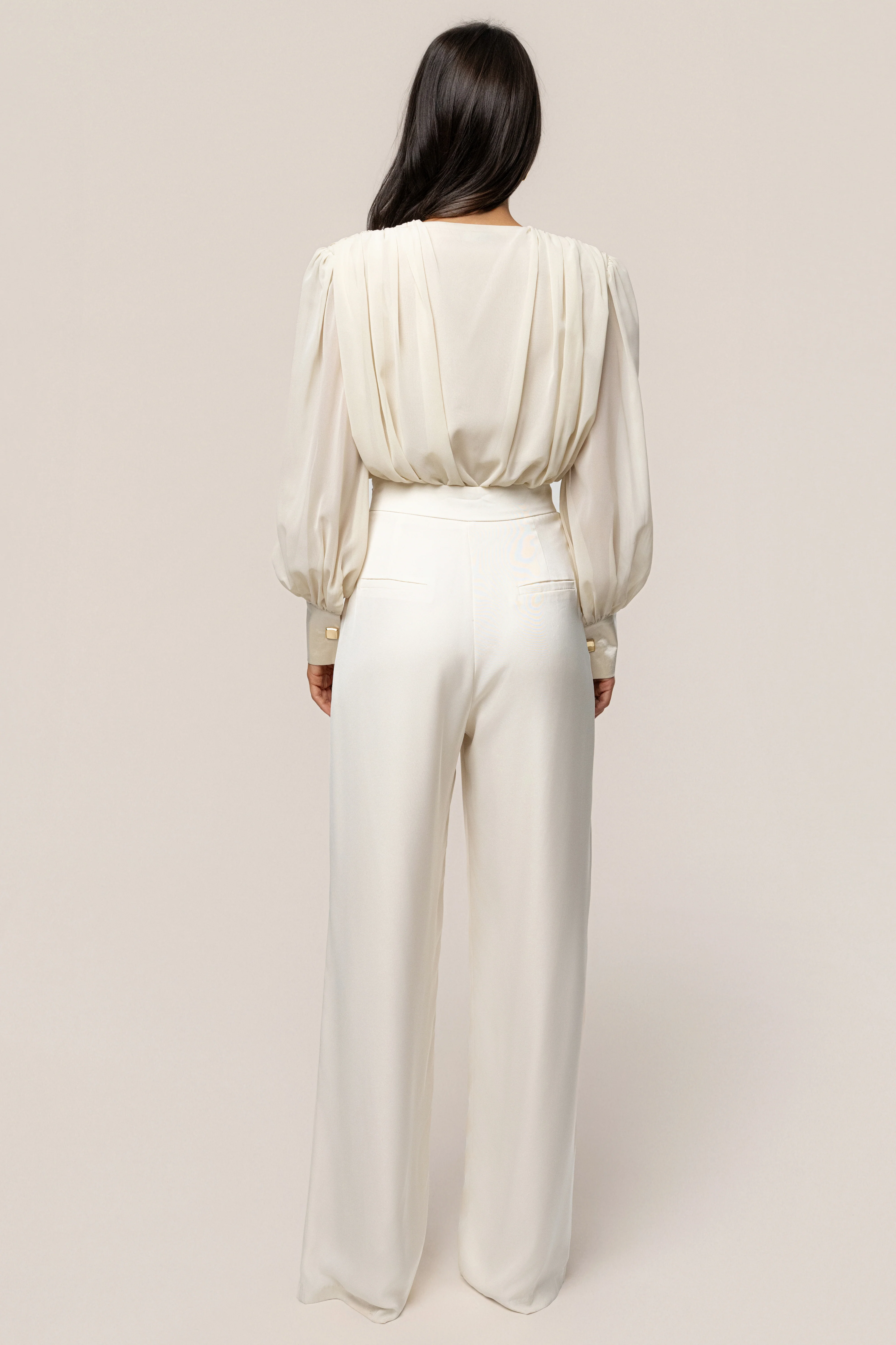 Ivory Refined Pleated Chiffon Top - Image 11
