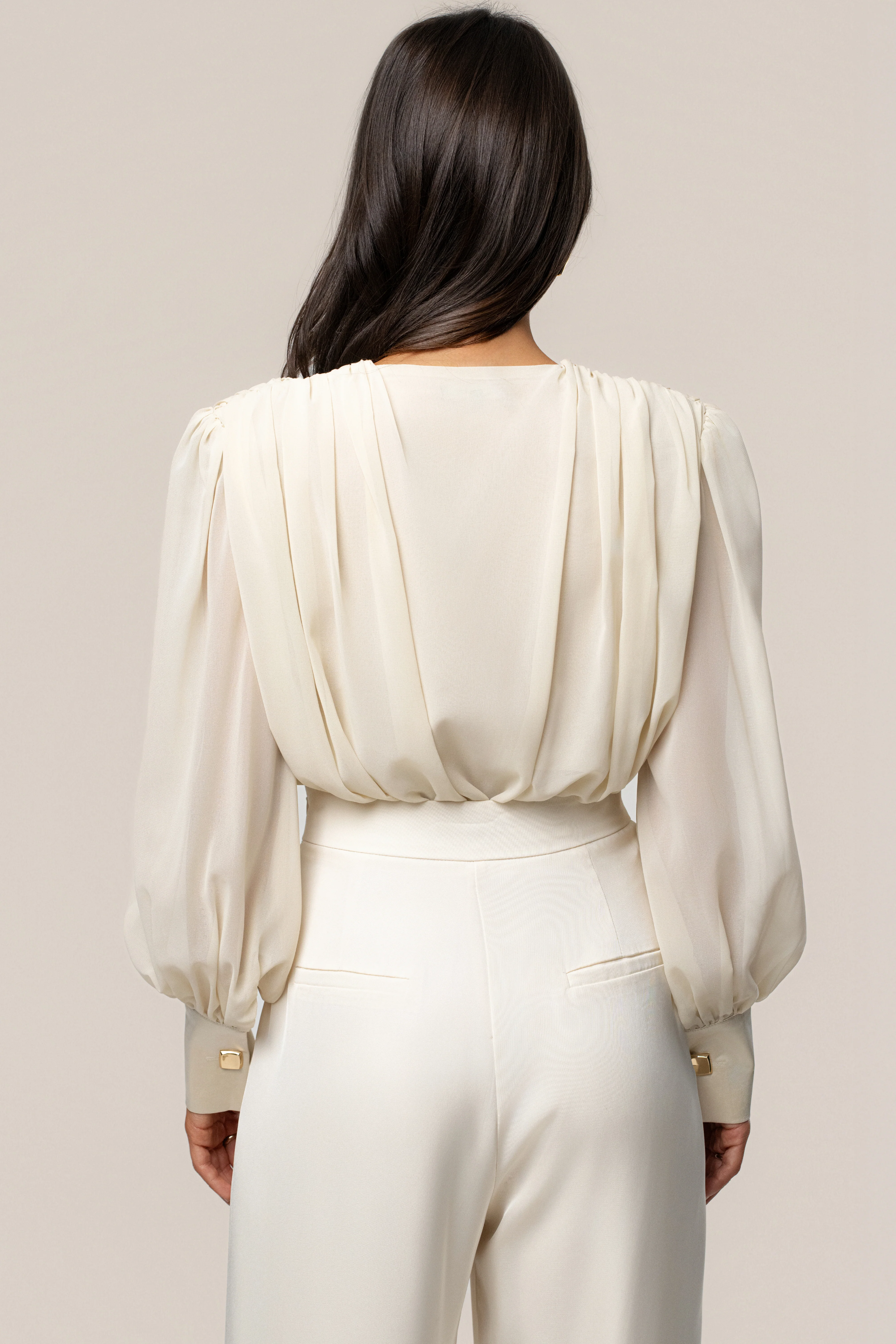 Ivory Refined Pleated Chiffon Top - Image 13