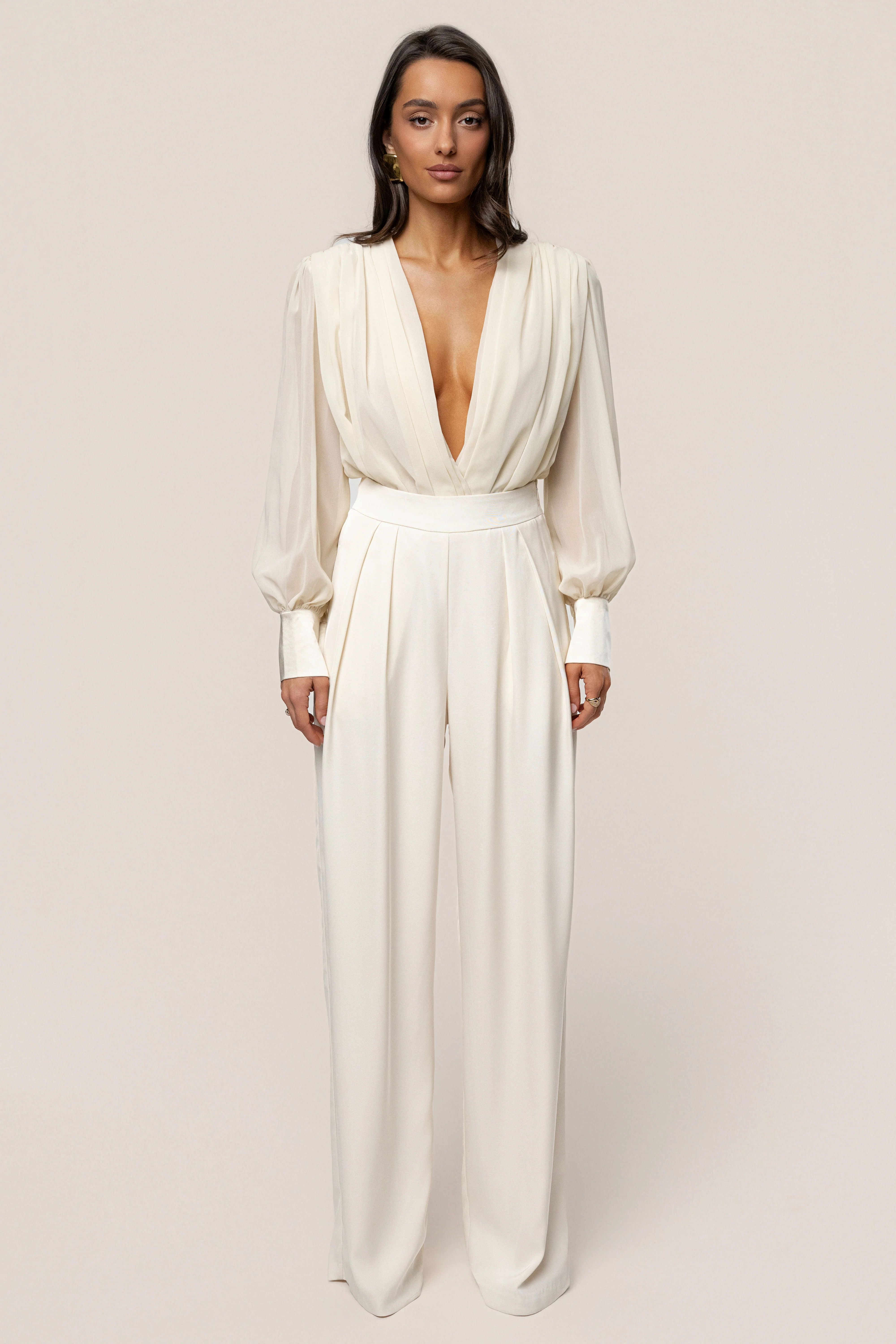 Ivory Refined Pleated Chiffon Top - Image 2