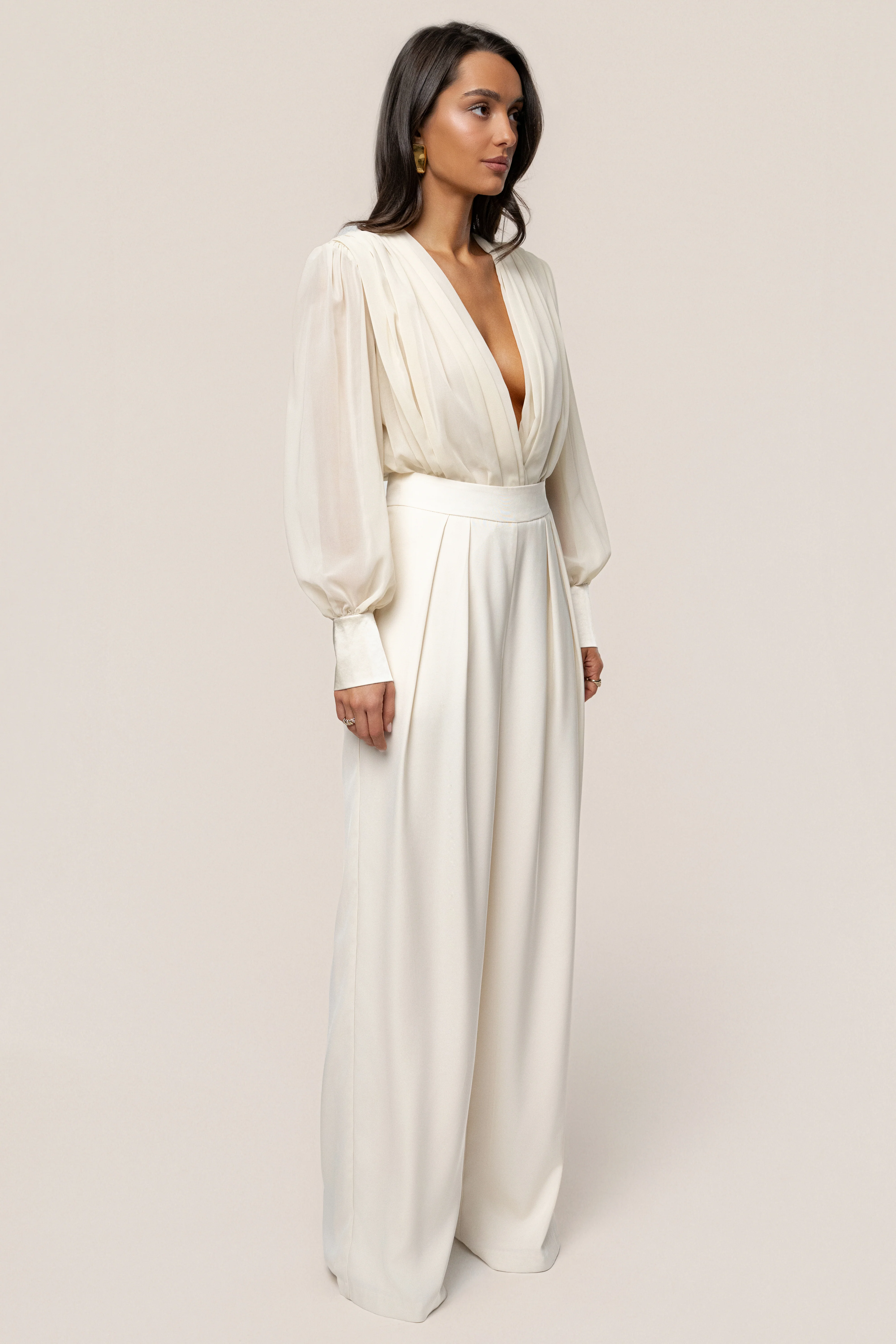 Ivory Refined Pleated Chiffon Top - Image 4
