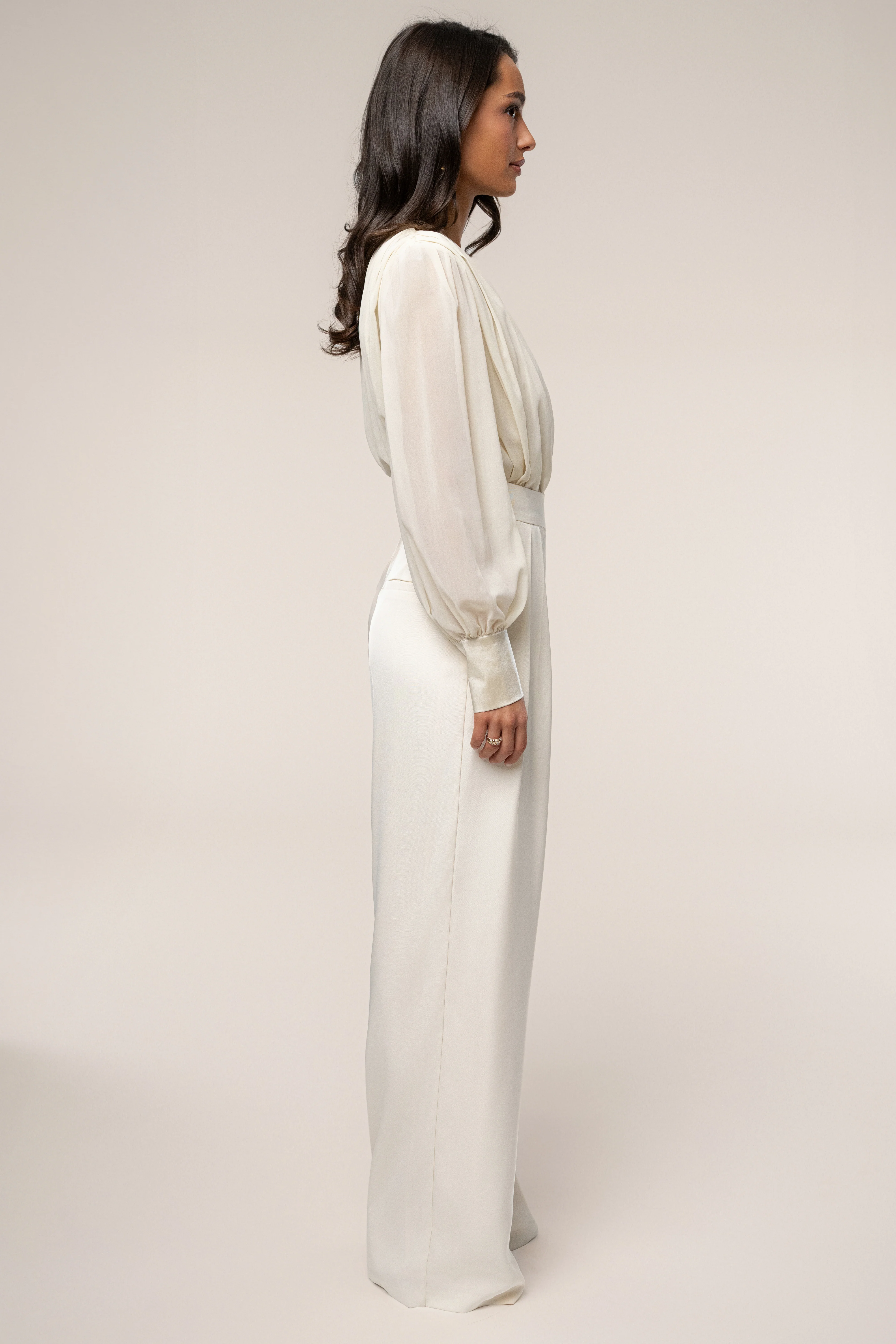 Ivory Refined Pleated Chiffon Top - Image 6