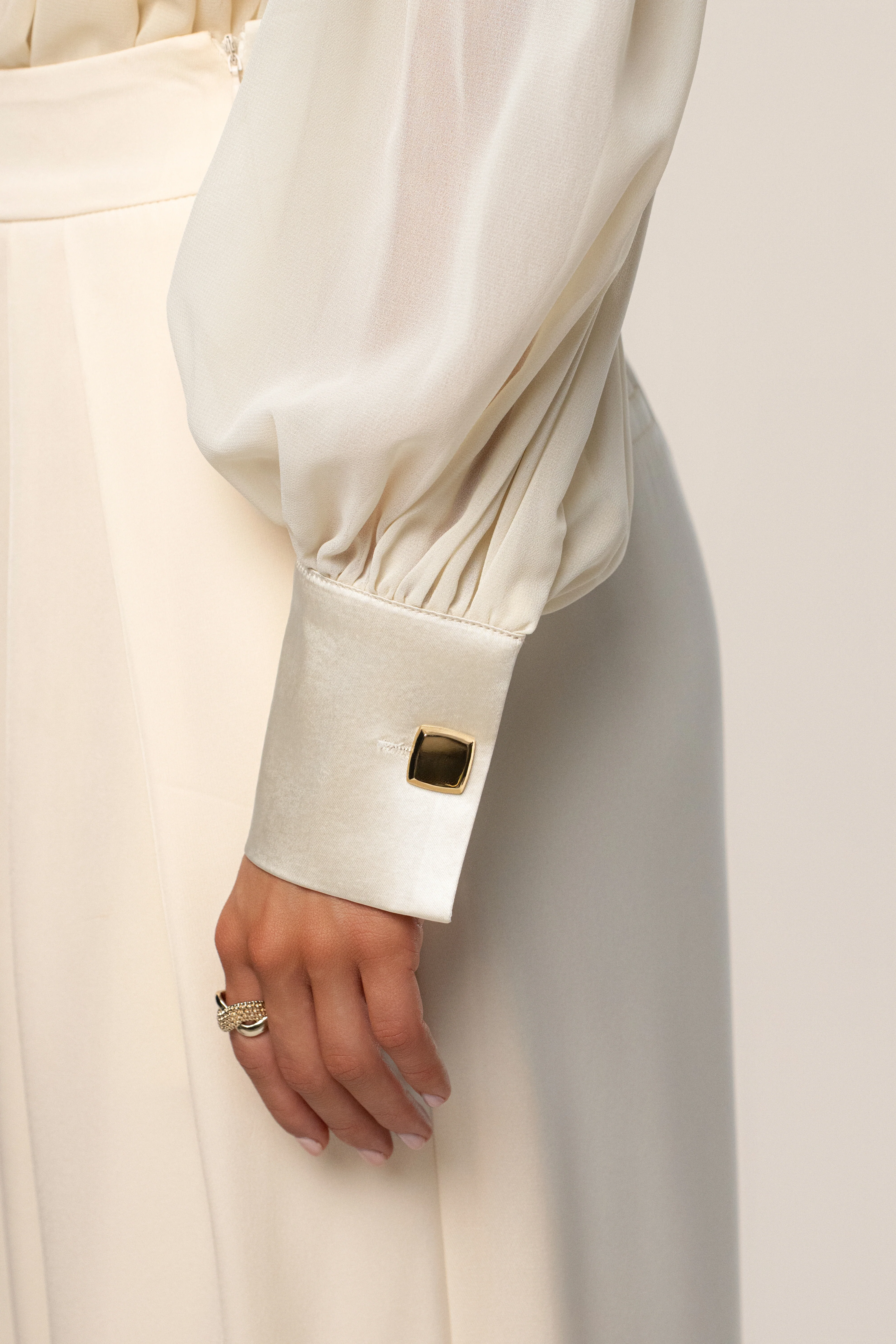 Ivory Refined Pleated Chiffon Top - Image 8