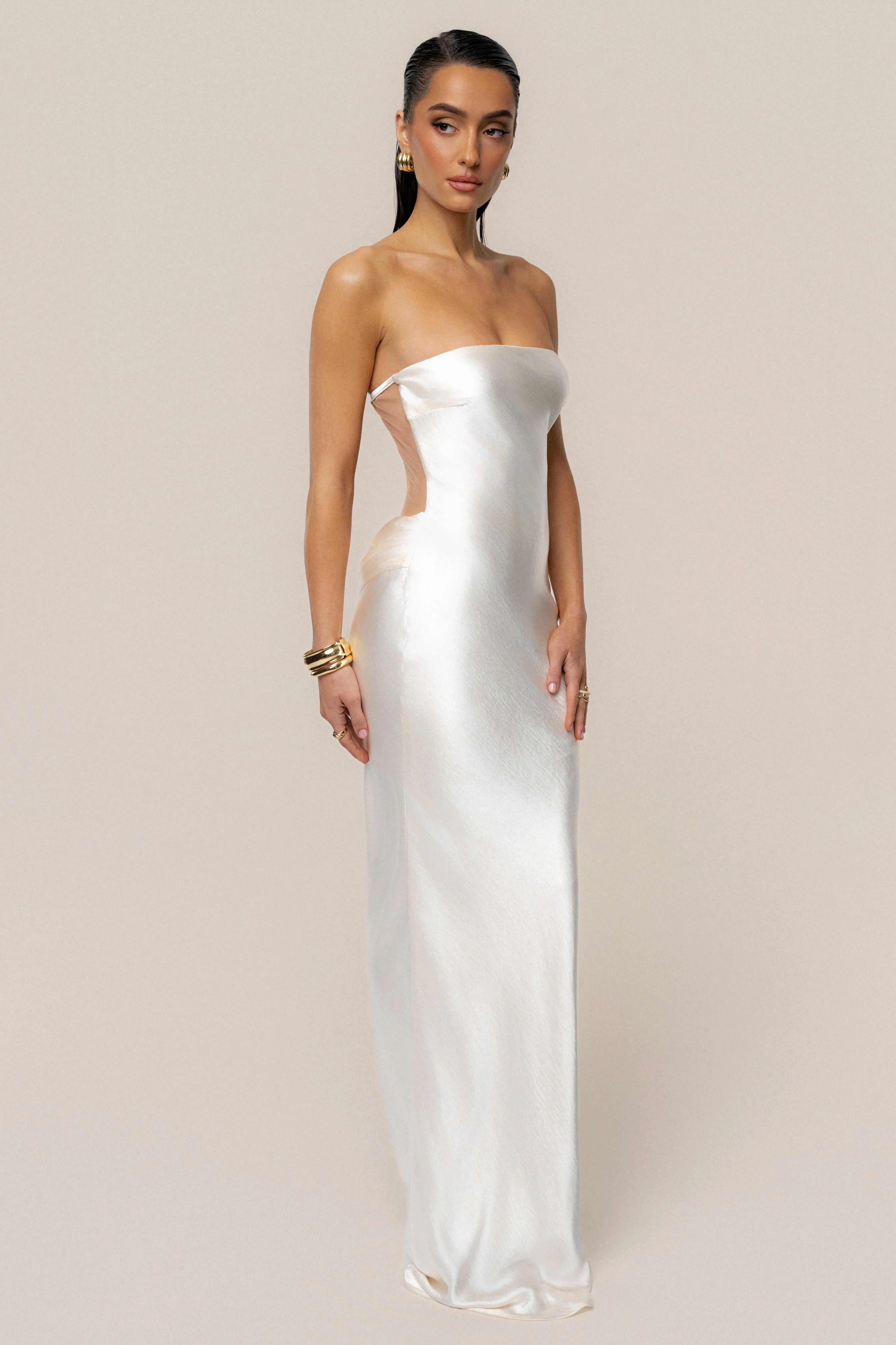 Ivory Regal Rising Satin Maxi Dress - Image 2