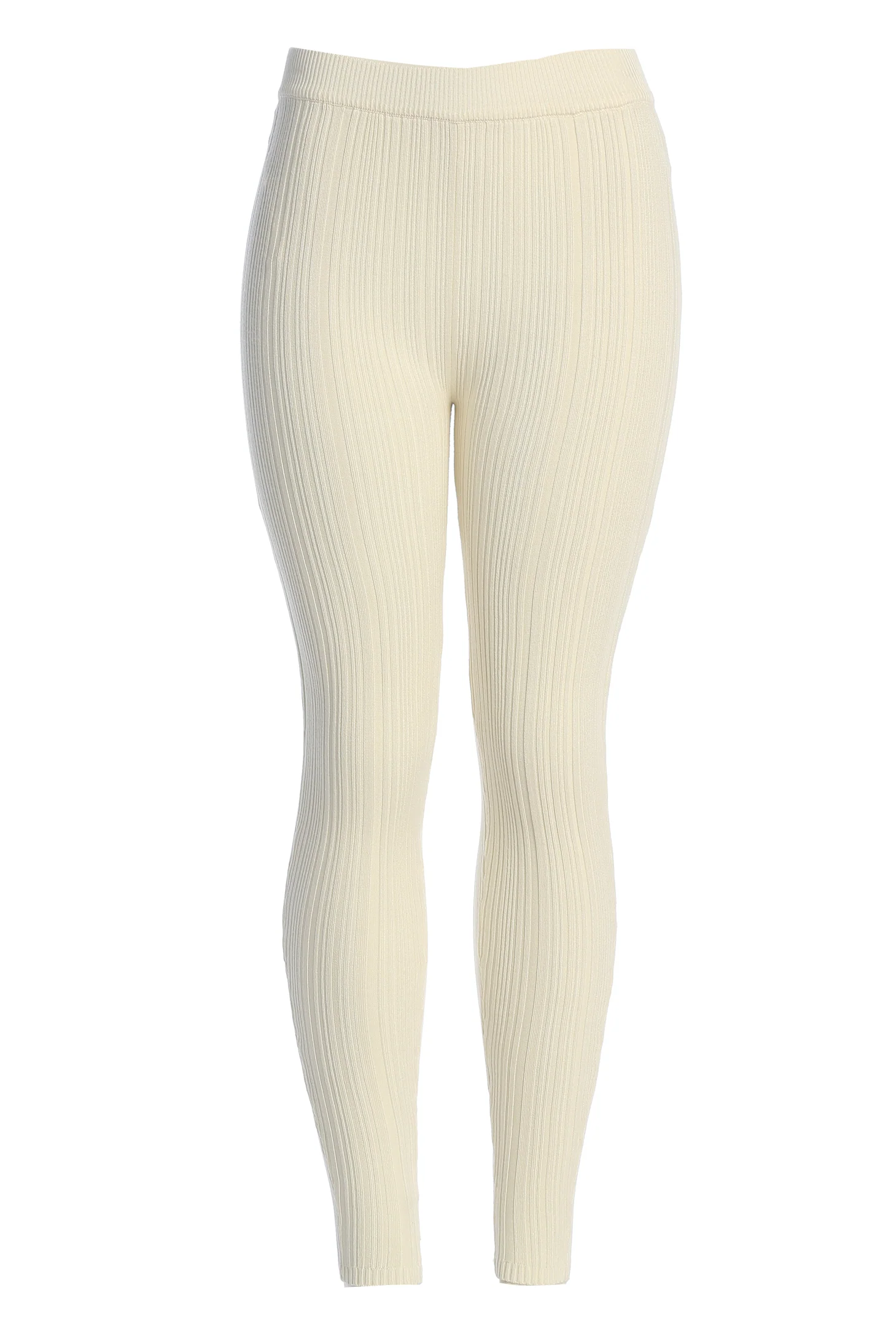 Ivory Ribbed High Waist Leggings - Image 2