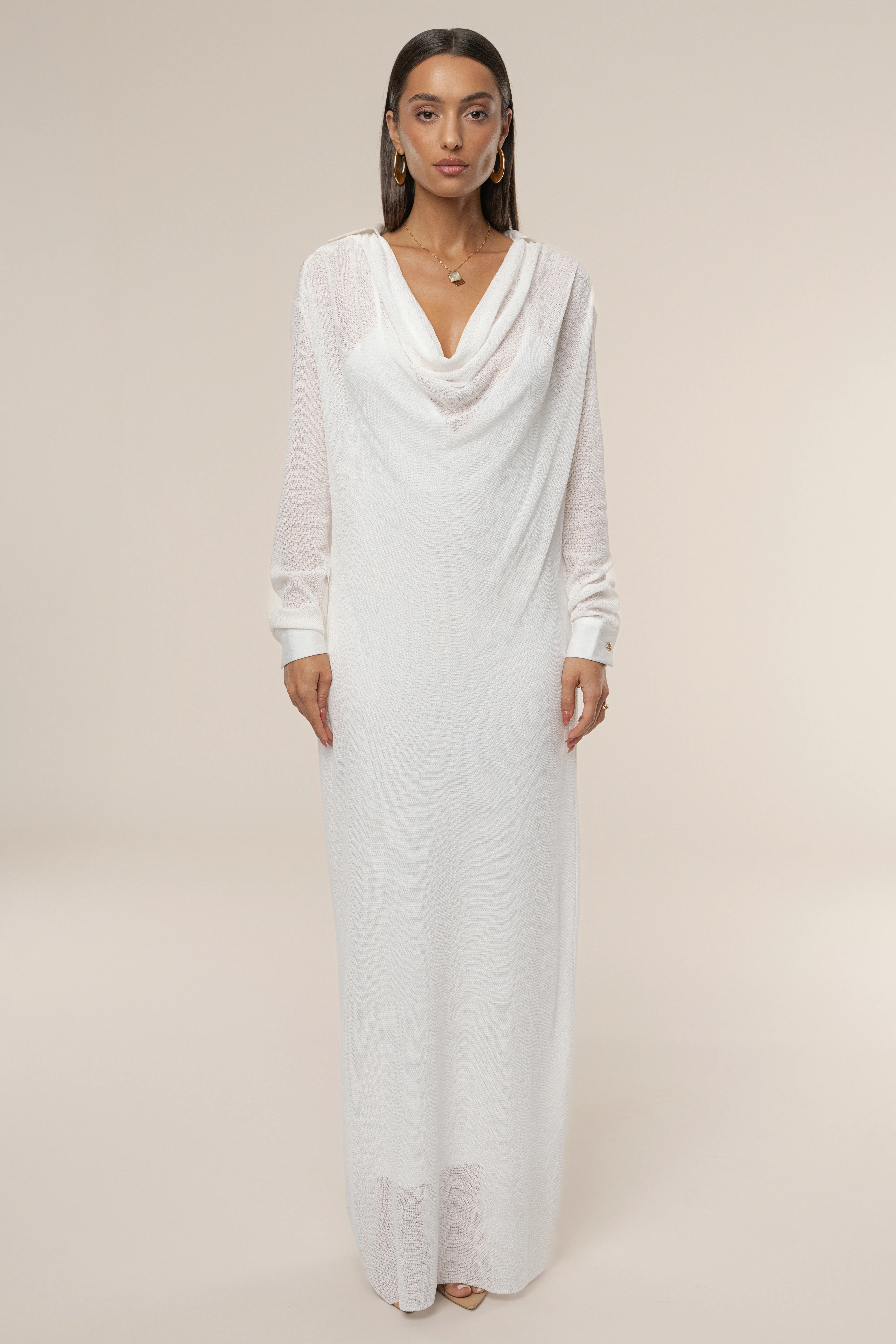 Ivory Savanna Cowl Maxi Dress - Image 3