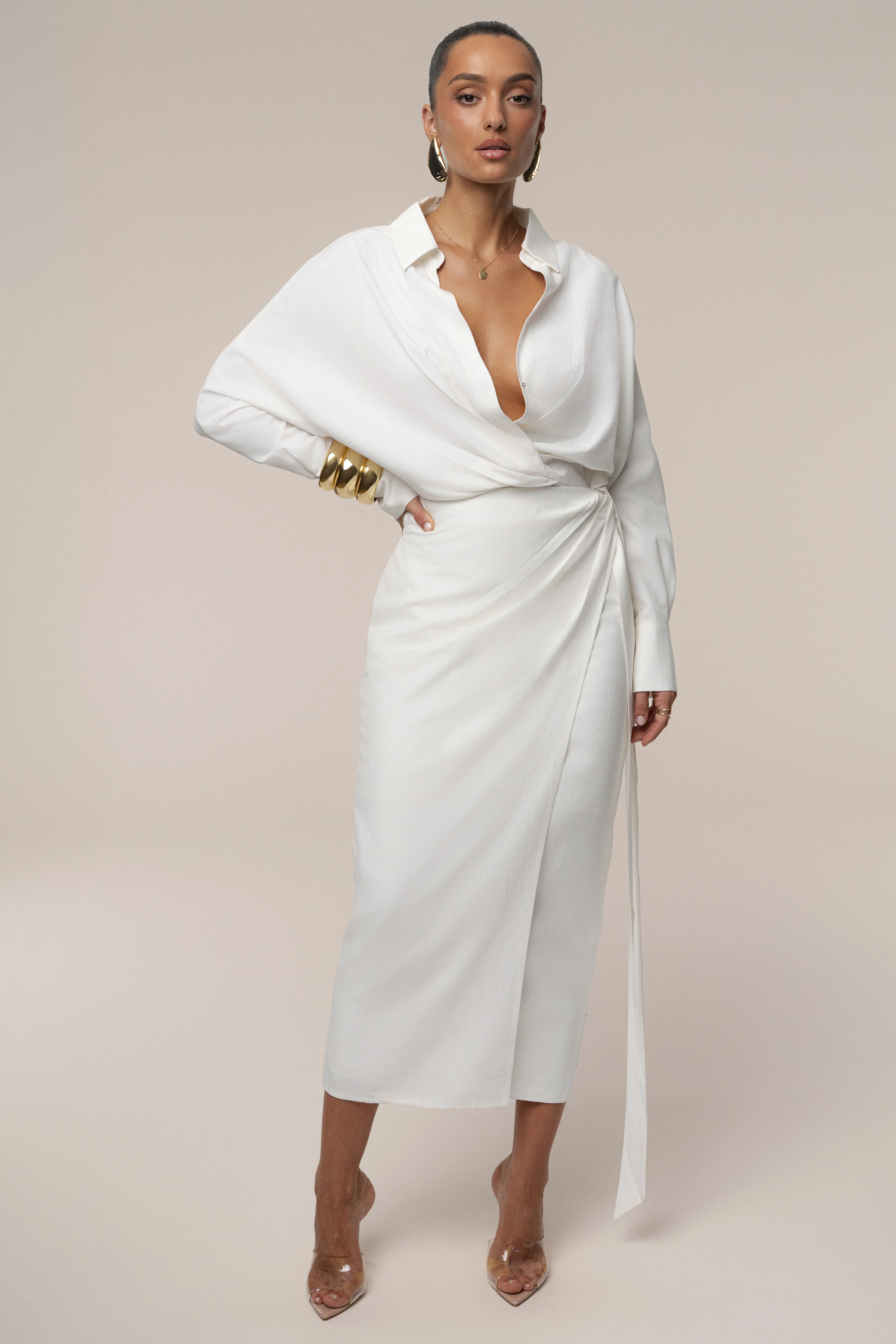 Ivory Skyline Wrap Midi Dress - Image 4