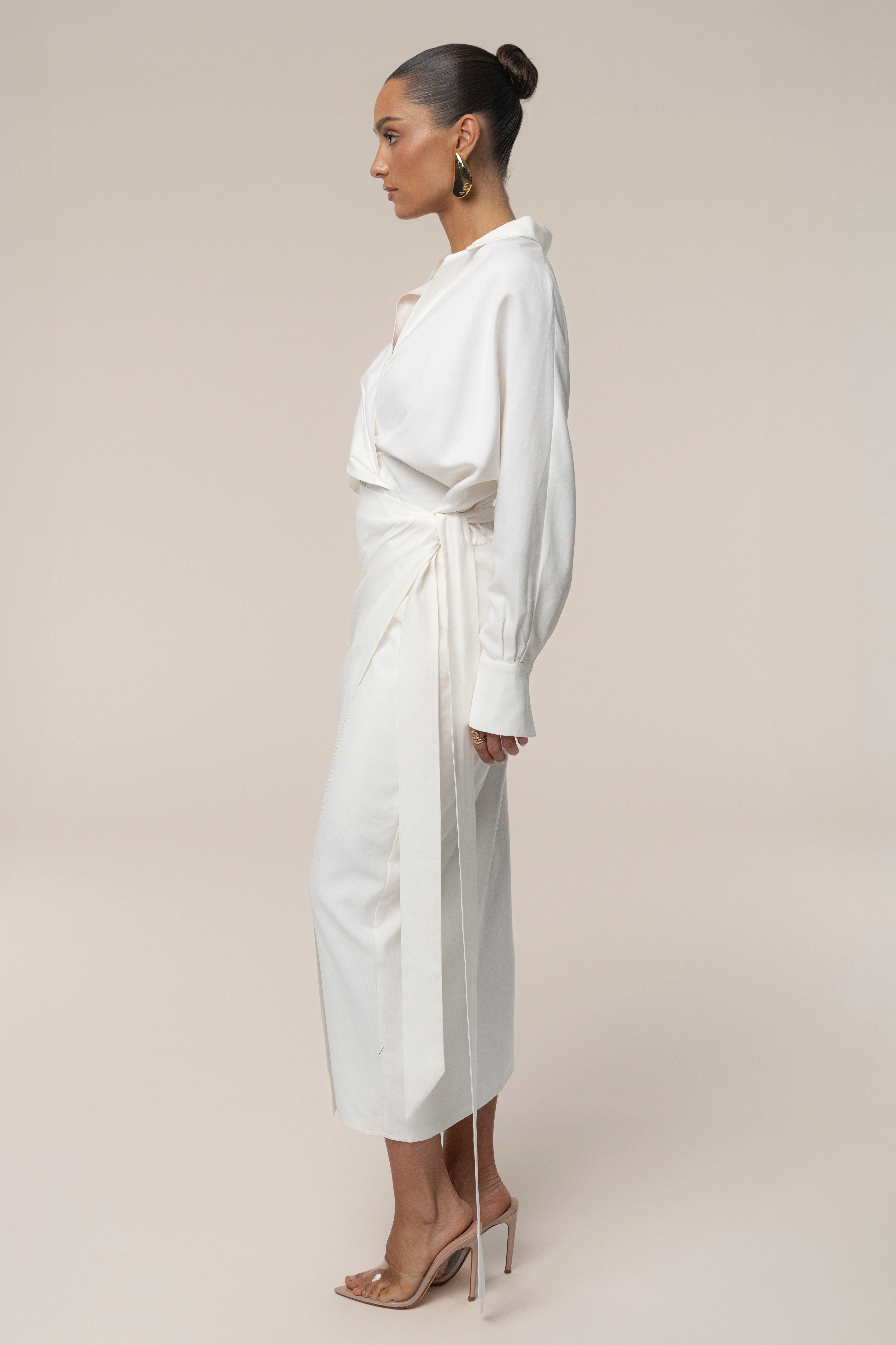 Ivory Skyline Wrap Midi Dress - Image 6