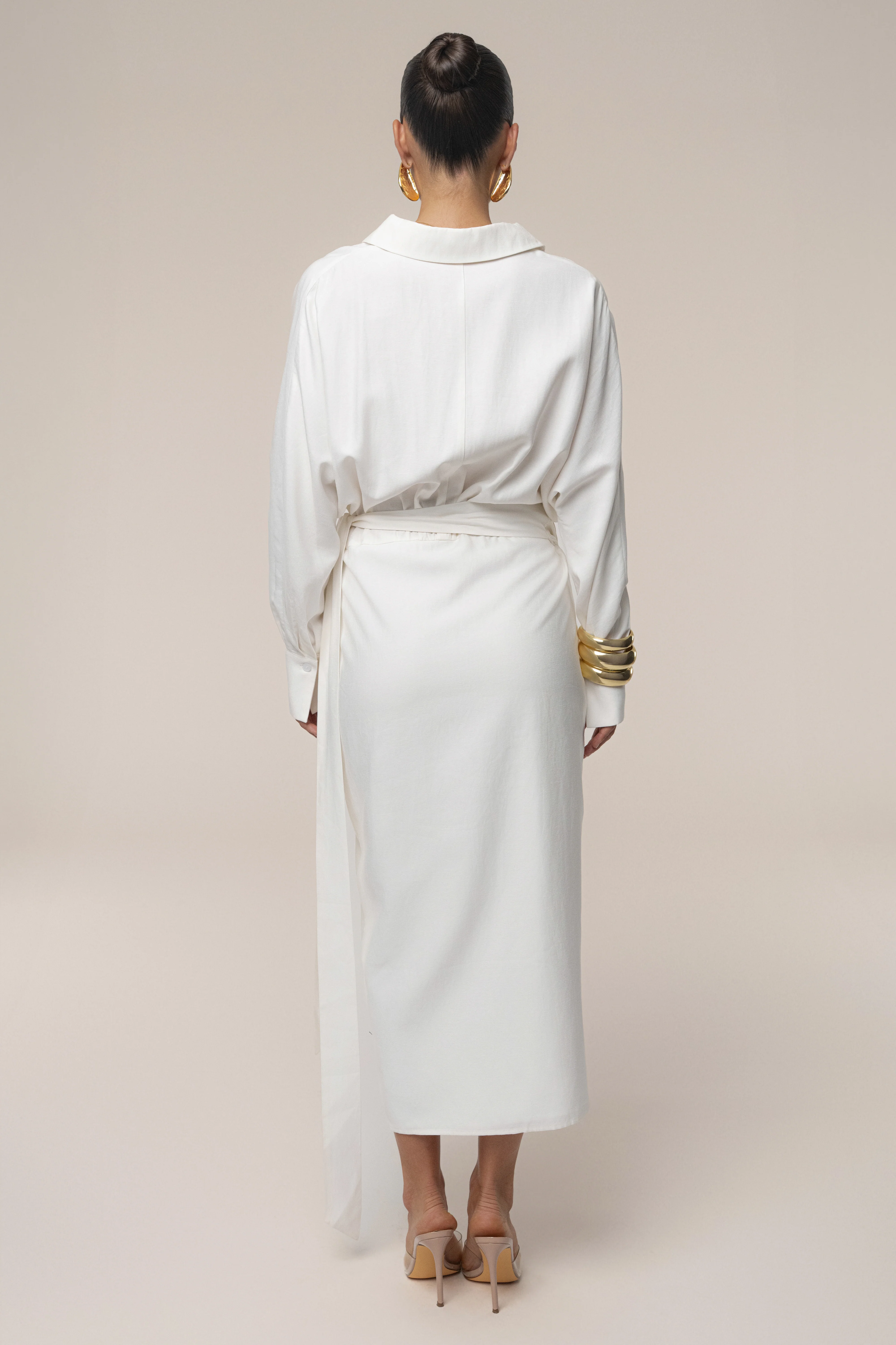 Ivory Skyline Wrap Midi Dress - Image 7