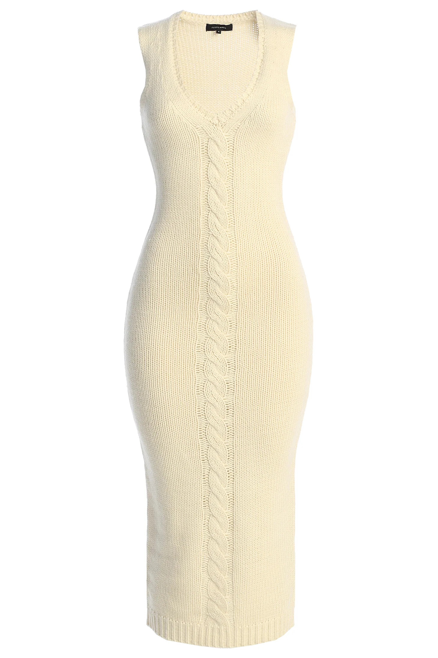 Ivory Sleeveless Cable Knit Dress - Image 8