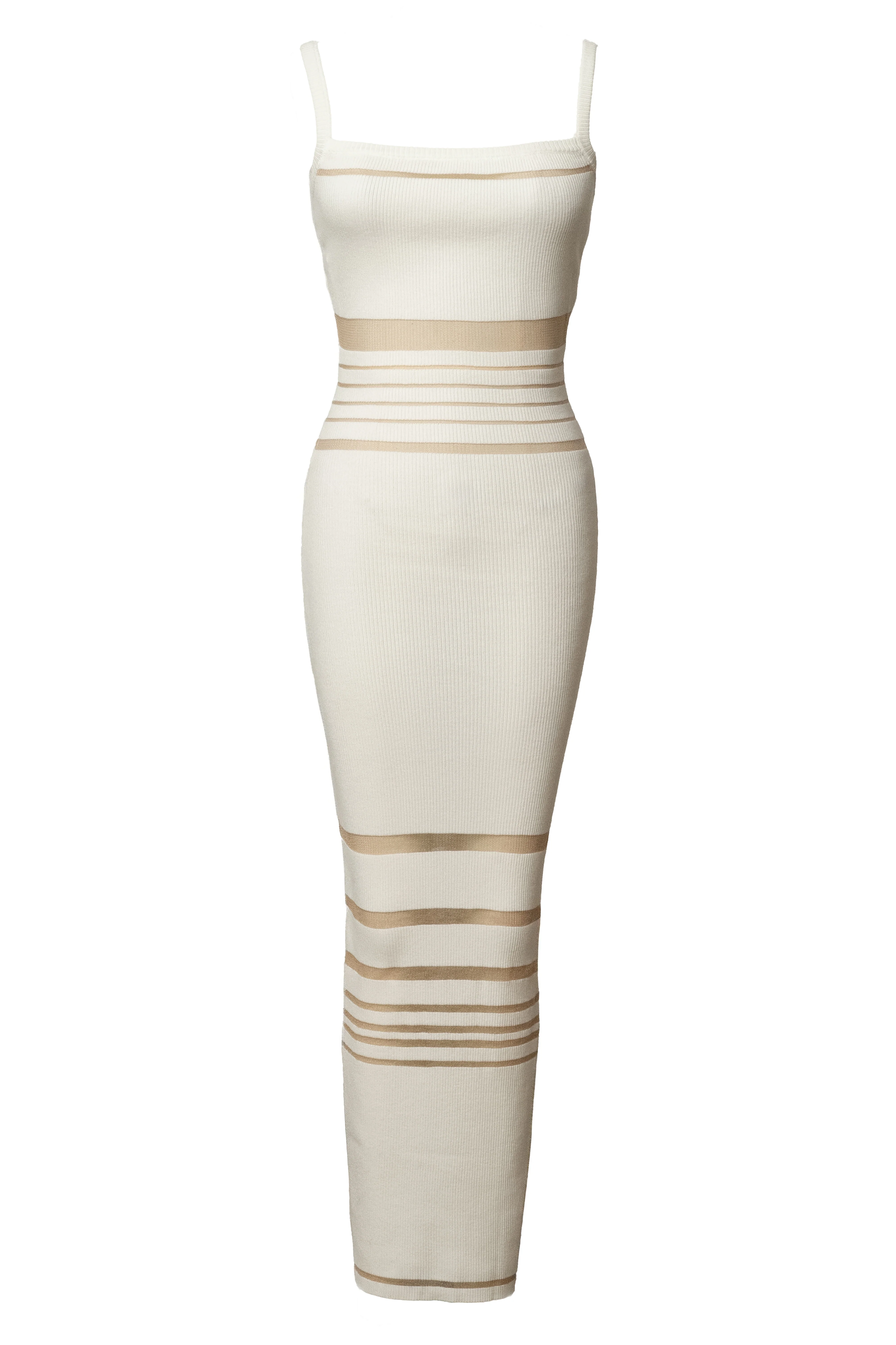 Ivory Striped Rib Knit Dress - Image 3