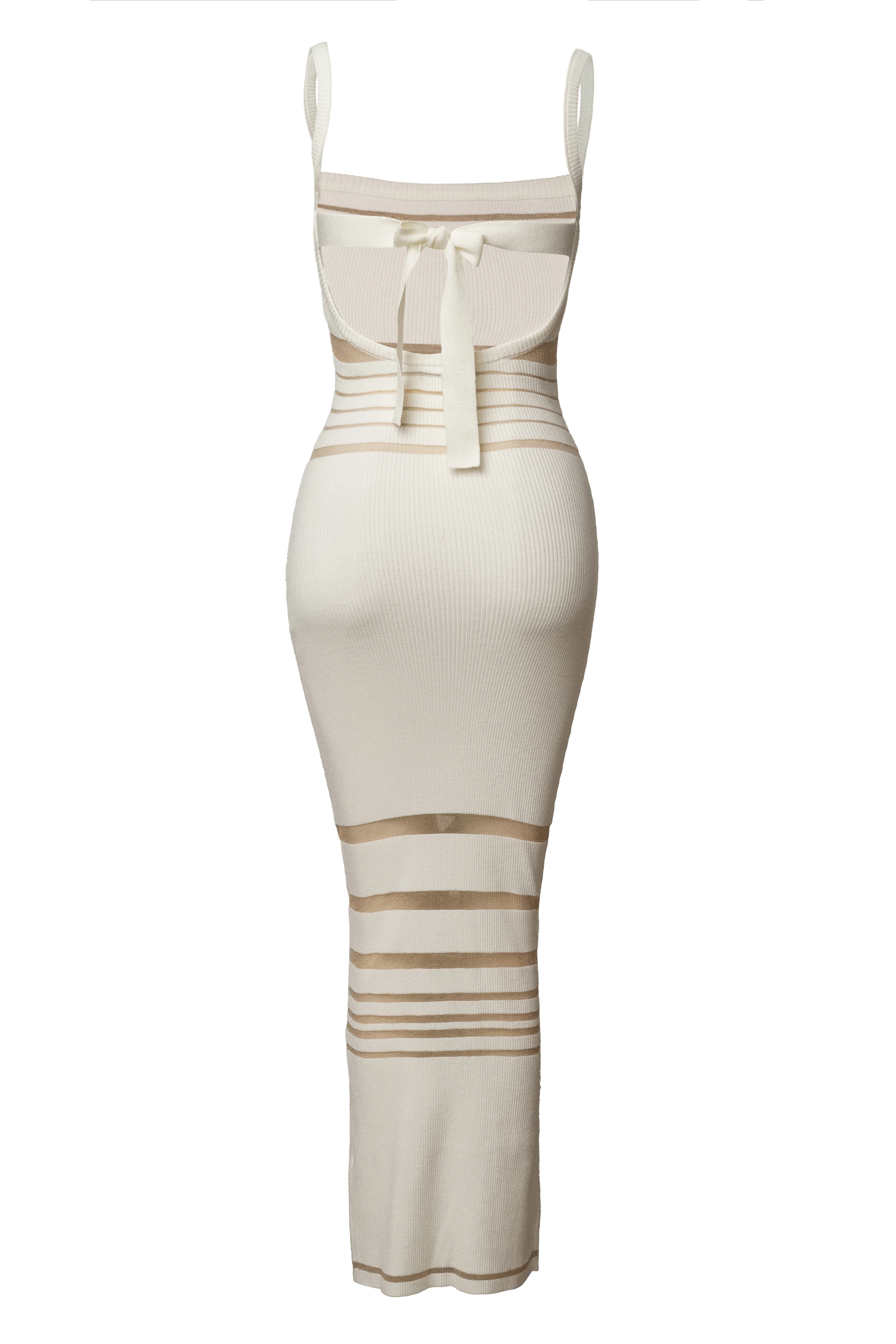 Ivory Striped Rib Knit Dress - Image 9