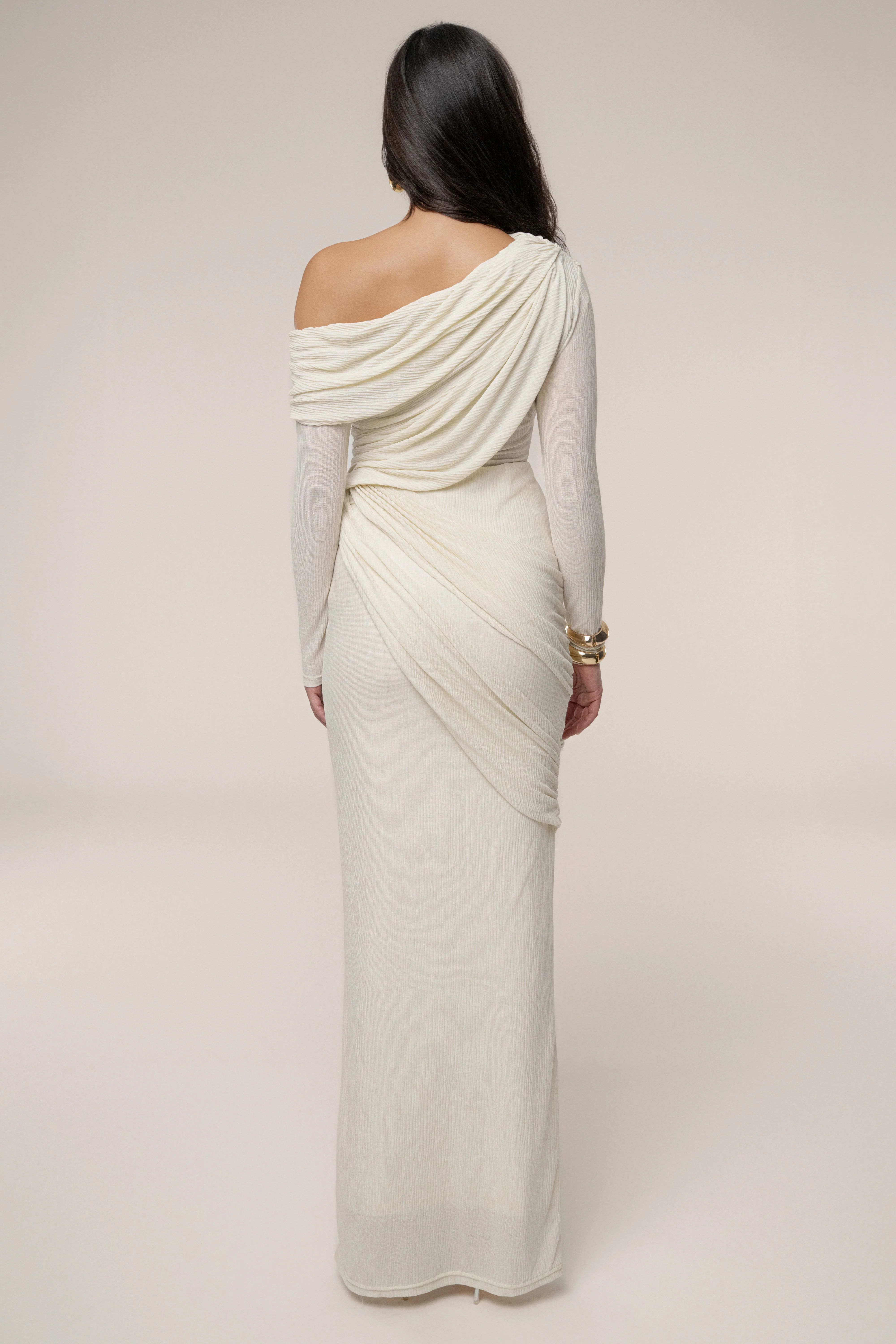Ivory Textured One Shoulder Bodysuit - Image 9