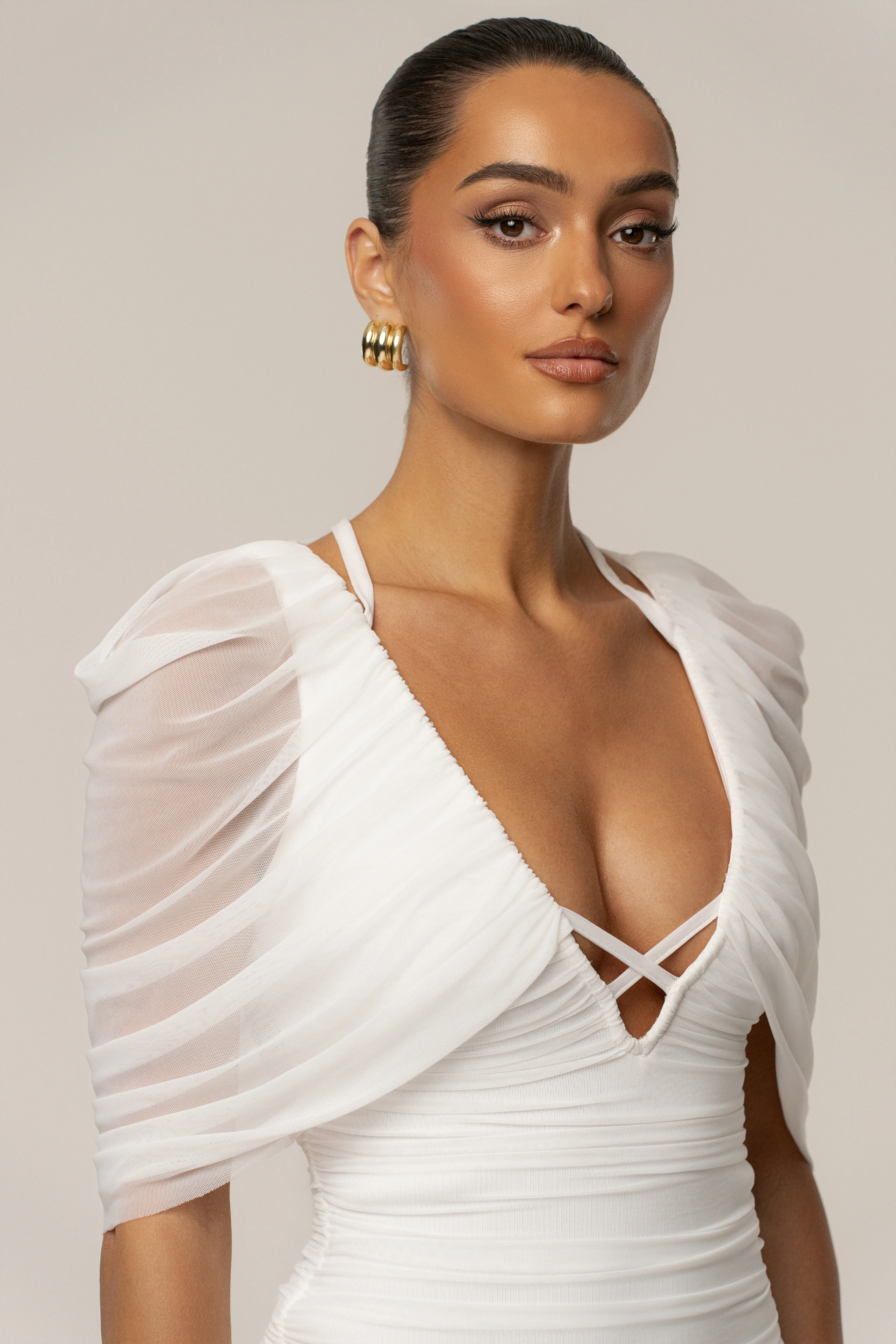 Ivory Timeless Drape Midi Dress - Image 4