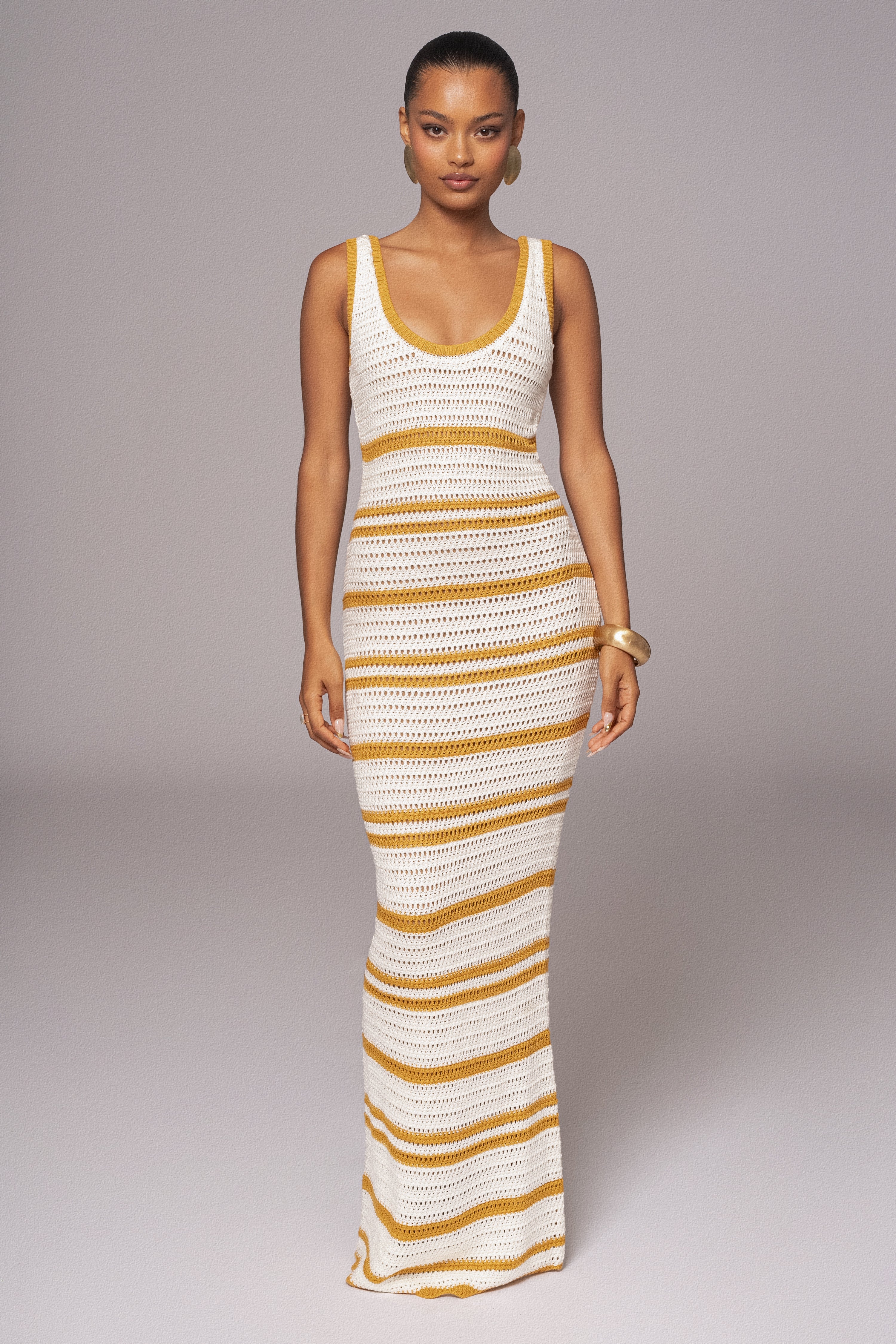 Ivory/Yellow Destiny Knit Maxi Dress - Image 3