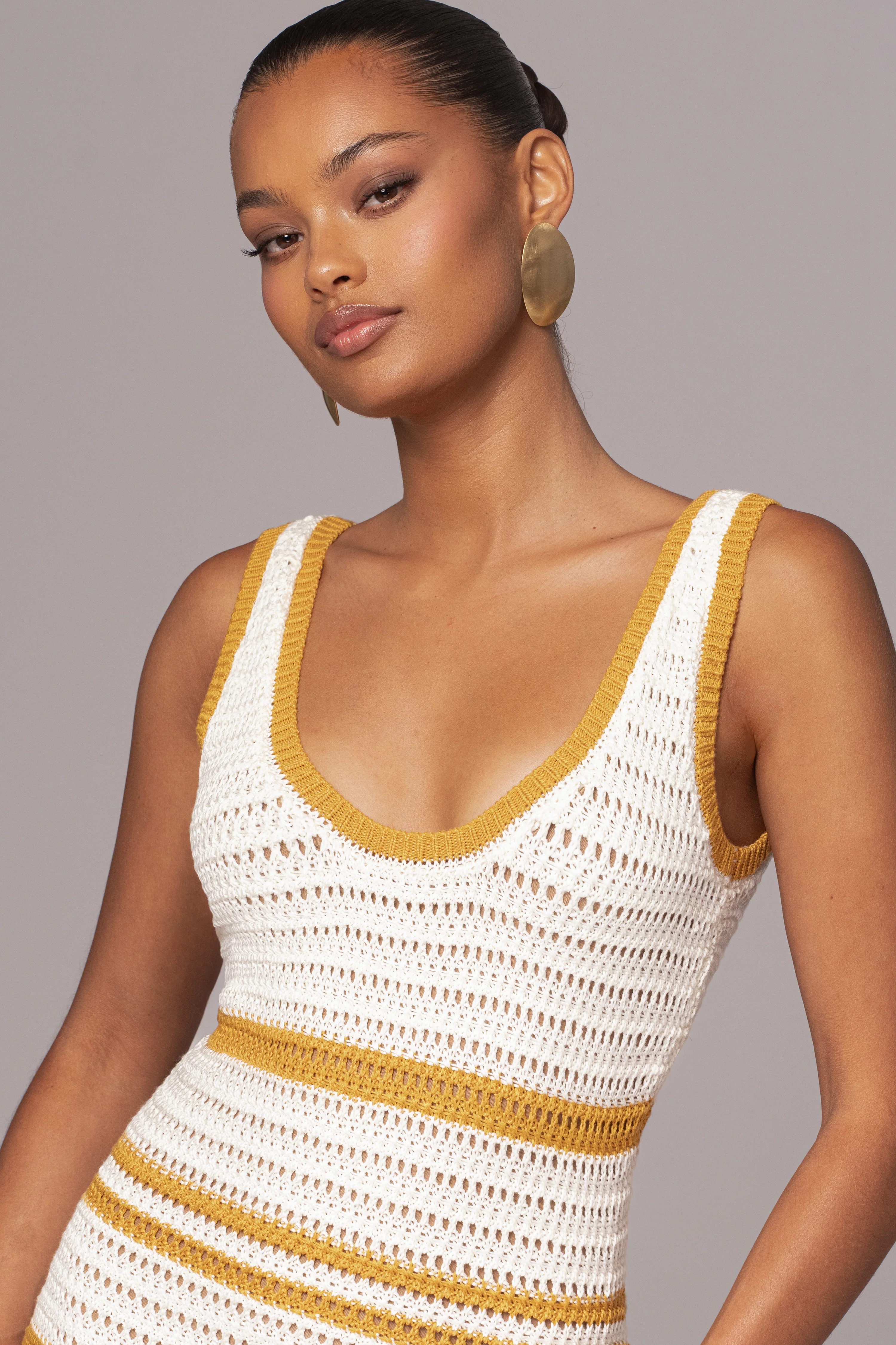 Ivory/Yellow Destiny Knit Maxi Dress - Image 4