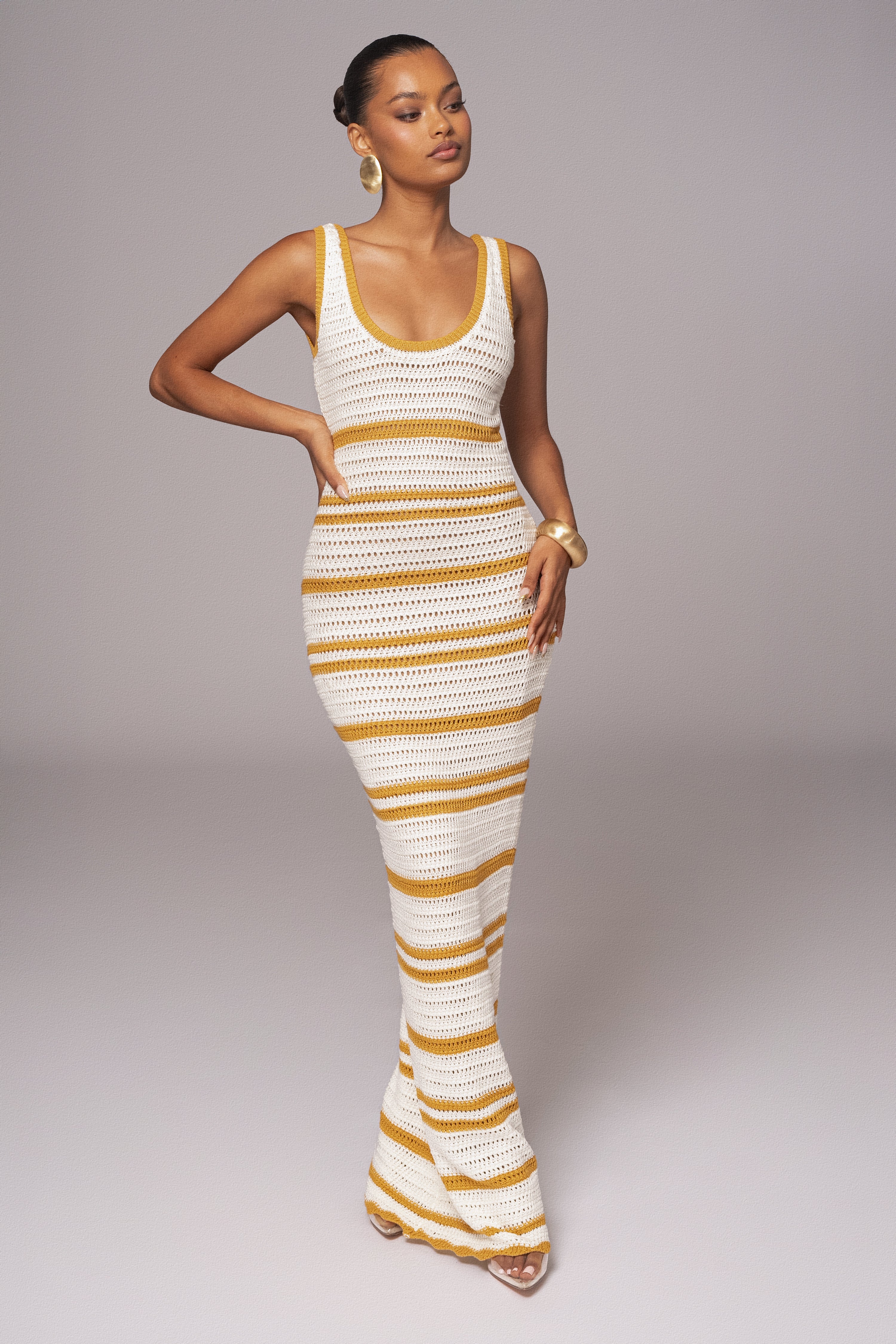 Ivory/Yellow Destiny Knit Maxi Dress - Image 5